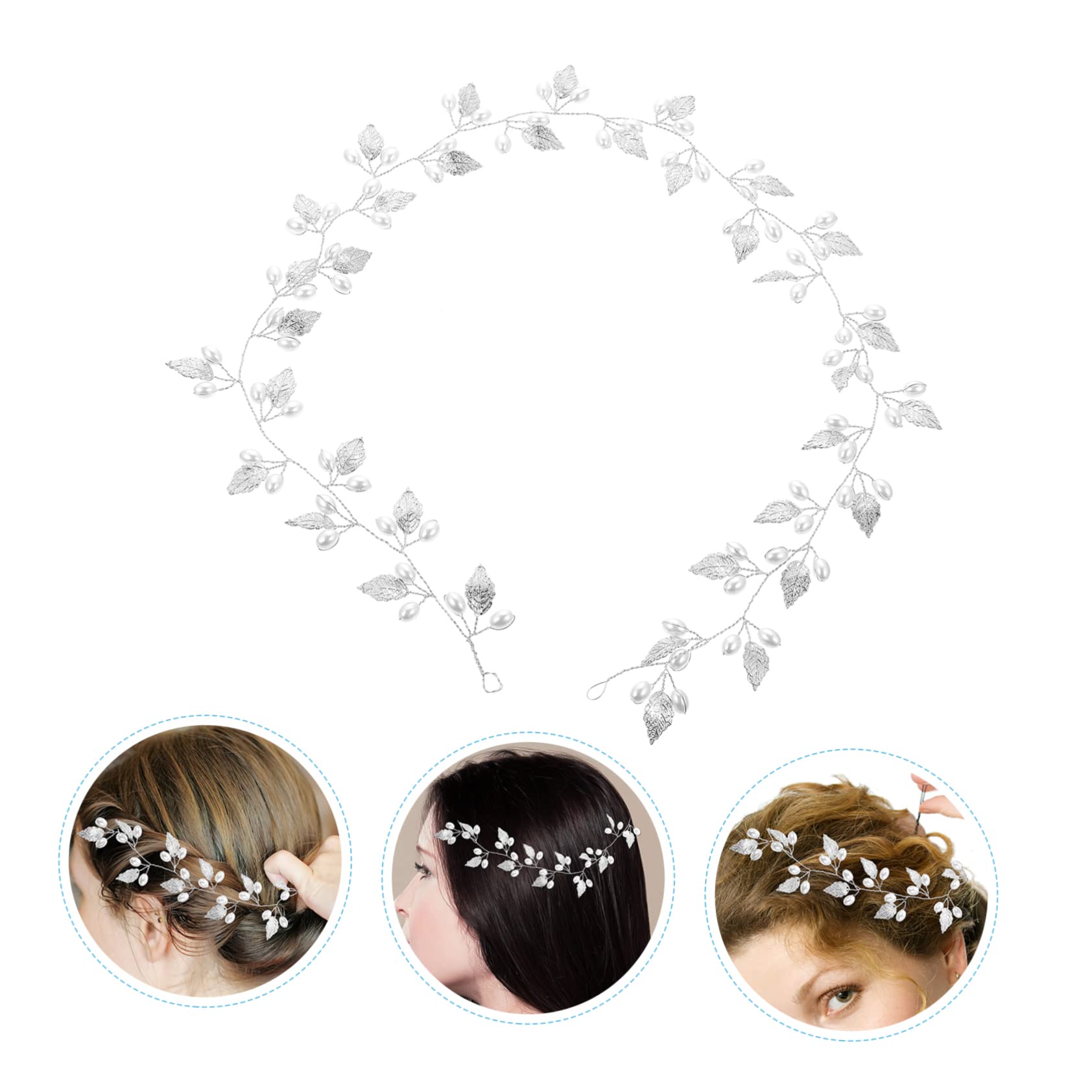 minkissy 5 piezas de tocado de cadena para el cabello, accesorios para el cabello, clip de margarita, diademas de flores para mujer, tocados de novia para boda, hoja, horquilla, velo, novia, boda,