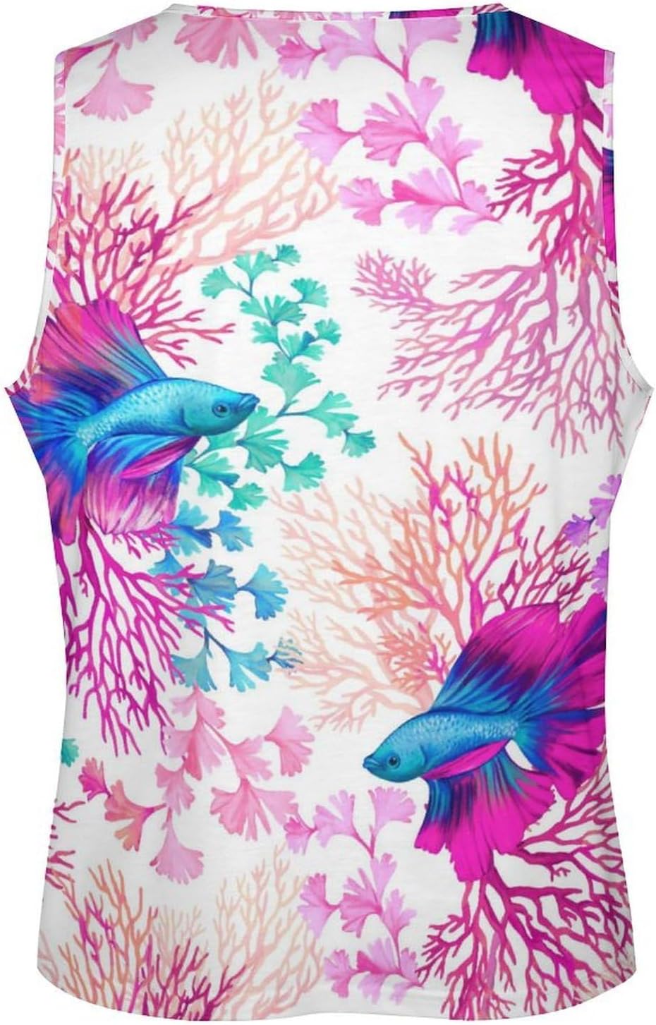 Sea Rainbow Fish Swimming in Coral Reefs Mens Tank Tops Sleeveless Muscle Shirts Beach Casual Gym Shirt Vest Tee Tops