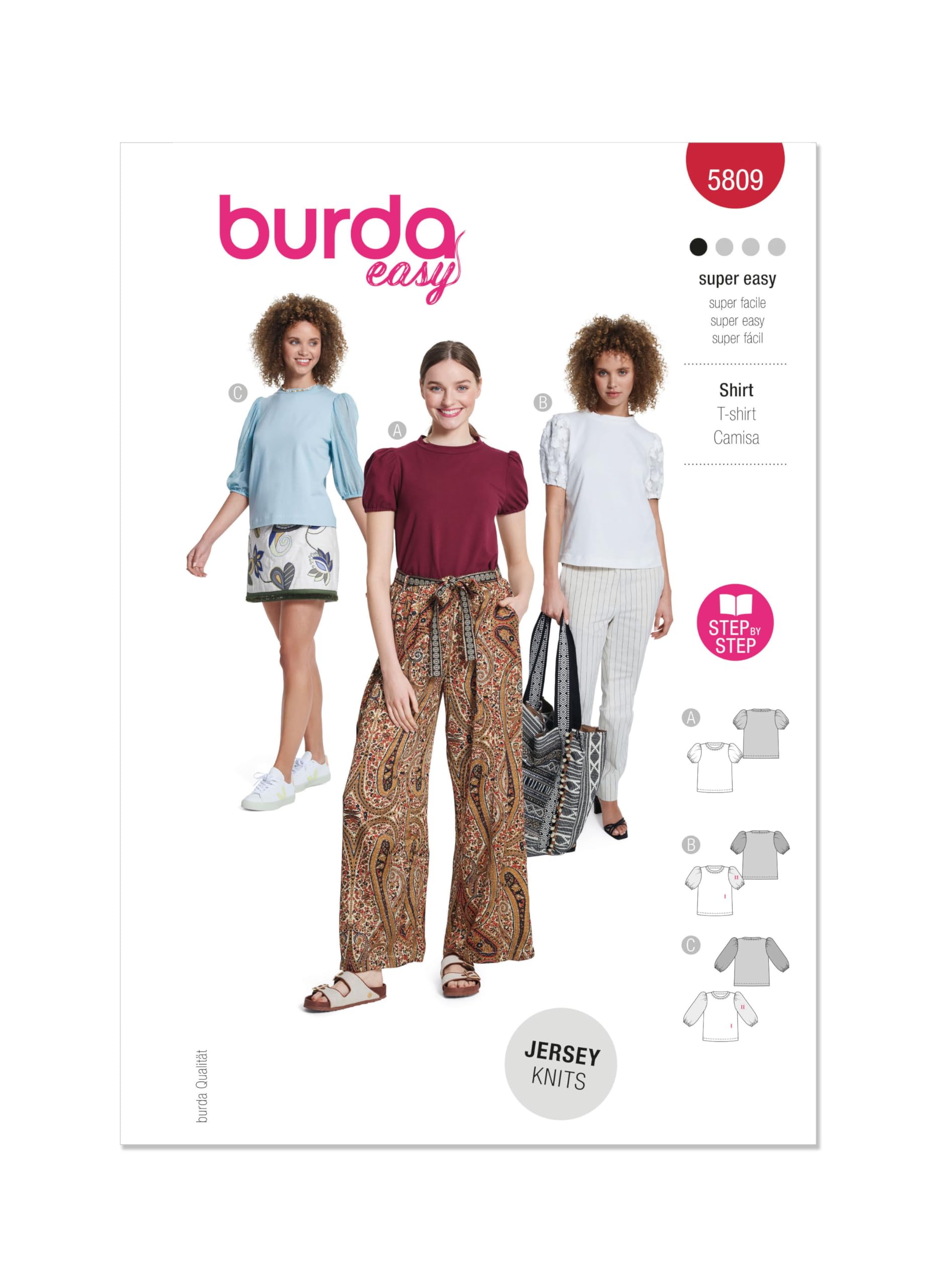 Burda Paper Sewing Pattern 5809 Tops 8-22 (34-48)