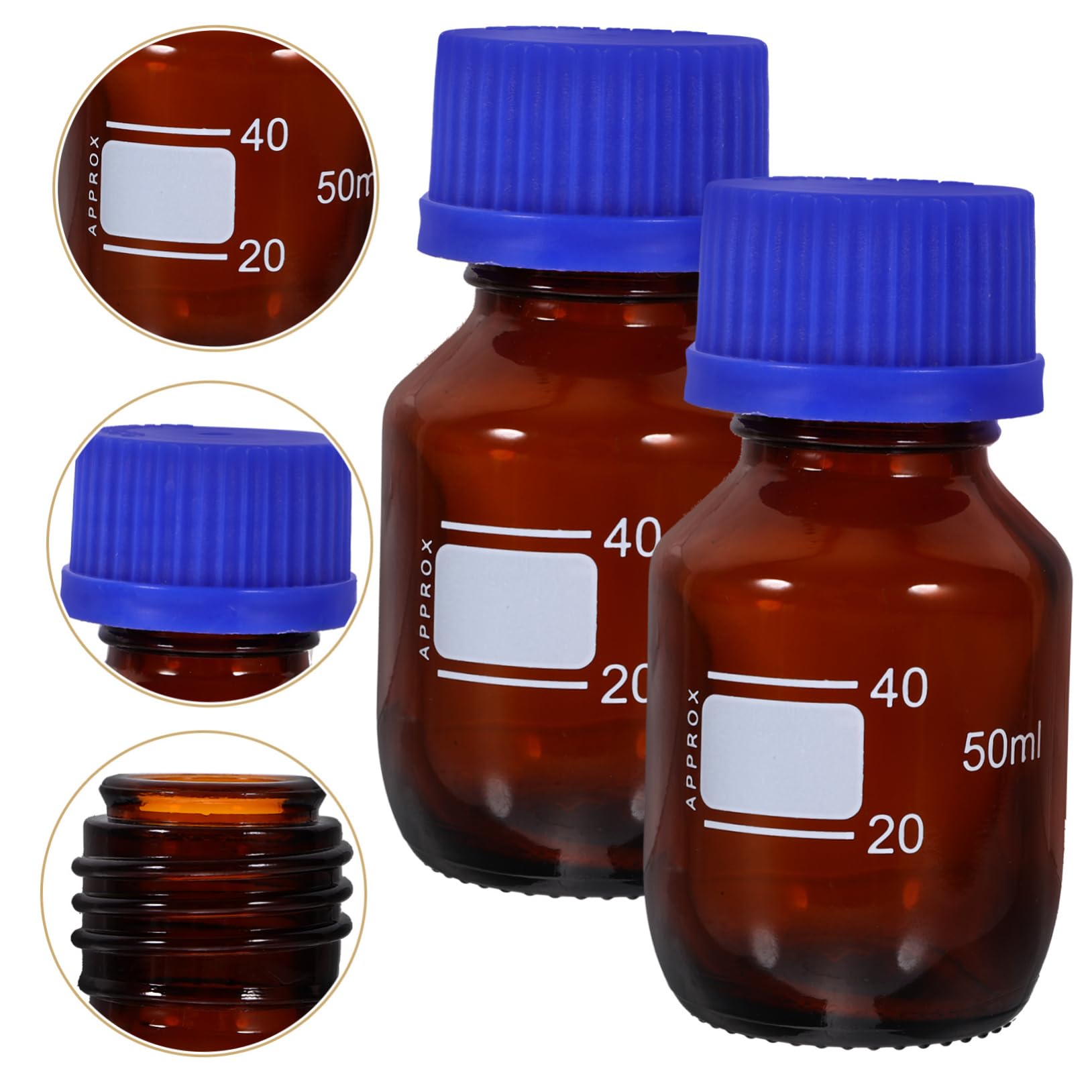 Zerodeko 5 Ensembles Bouteille De Réactif Avec Bouchon Bleu Bocaux De Réactif De Laboratoire Chimique Bouteille De Stockage De Réactif Vide Petite De Réactif 2 pièces * 5