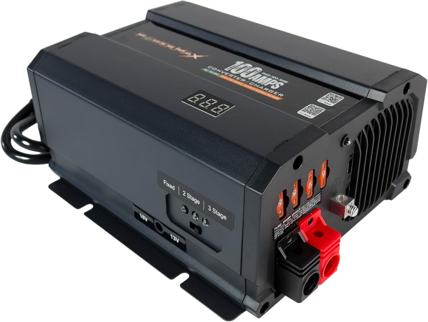 PowerMax RV Power Converter SME Series | AC to DC Power Converter | Built-in 3-2-1 Stage Smart Charger | Lithium Compatible | 110Vac to 12Vdc | 13V to 16.5V | PM3 55 SME (100 Amp)
