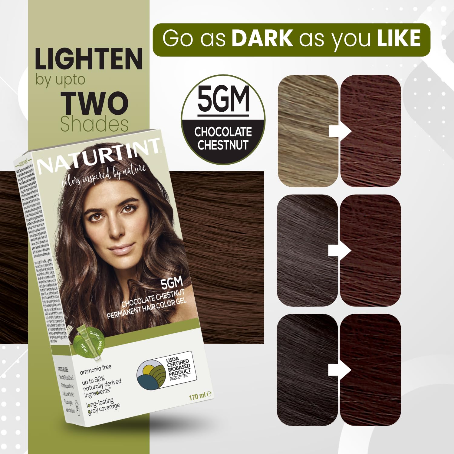 Naturtint Permanent Hair Colour Gel Chocolate Brown 5GM | For Optimal Scalp Care | Long Lasting Hair Colour | Ammonia Free Vegan | No Parabens | Enriched with Olives & Organic Shea Butter 2