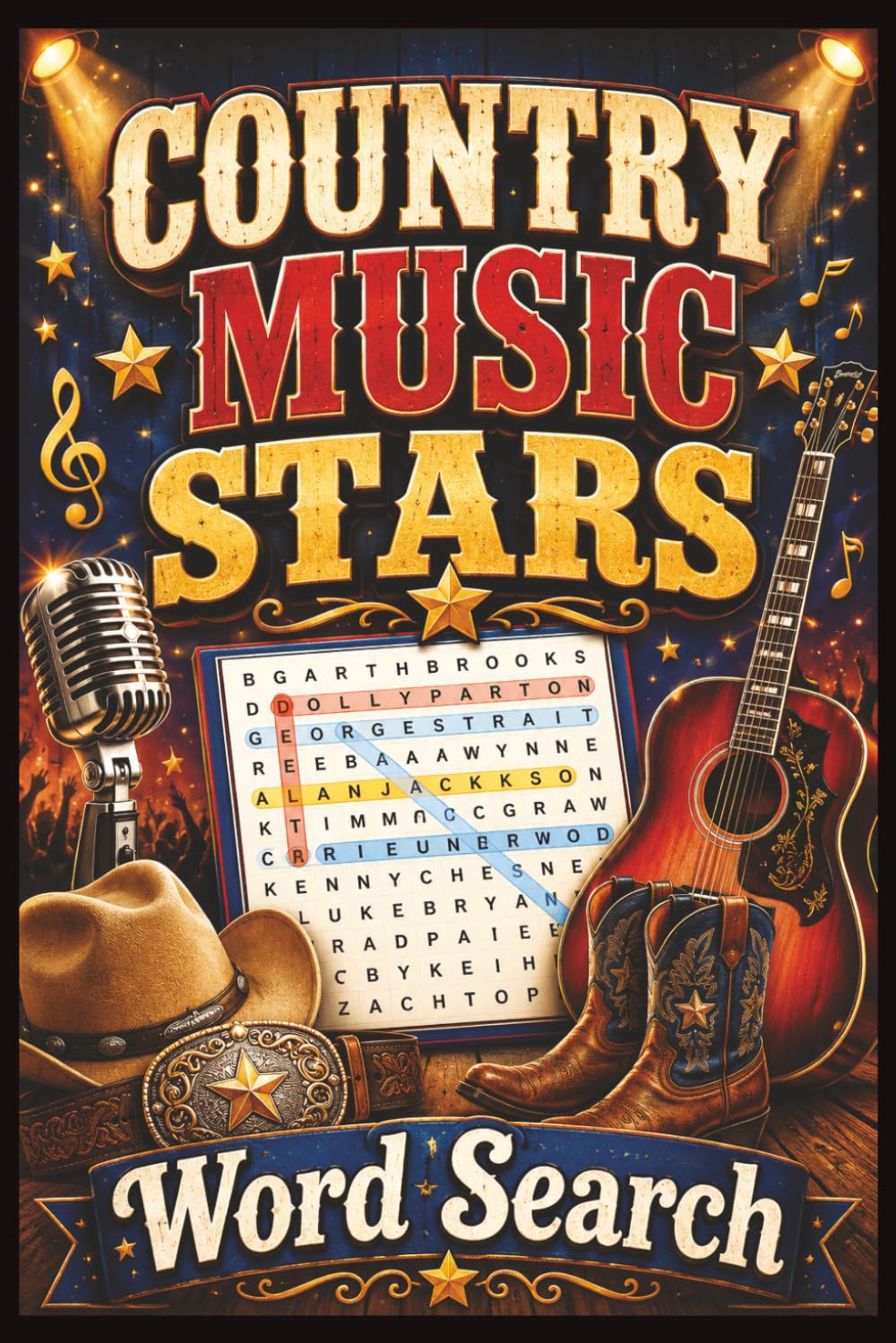 Country Music Stars Word Search: Large Print Puzzles for Adults & Seniors Featuring 50 Country Music-Themed Challenges and 450 Words to Find: Large ... Featuring Pop, Rock, R&B, Country, & Jazz)