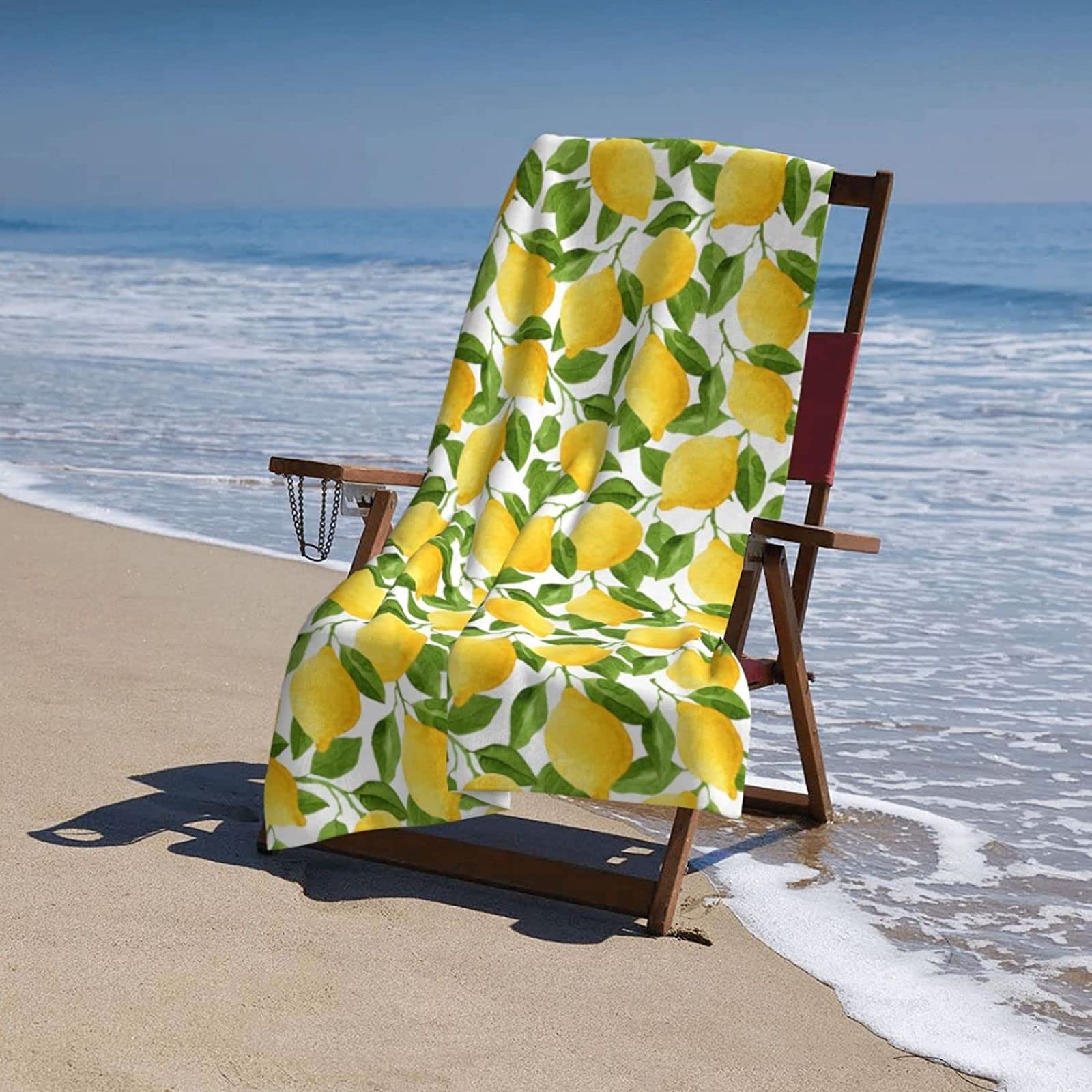Serviette De Plage En Microfibre Anti Sable - Citron - Grande Taille