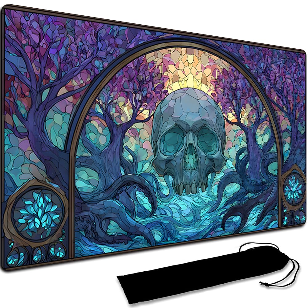 Board Game MTG Playmat + Black Waterproof Bag, Stitched Edges, Smooth Rubber Surface