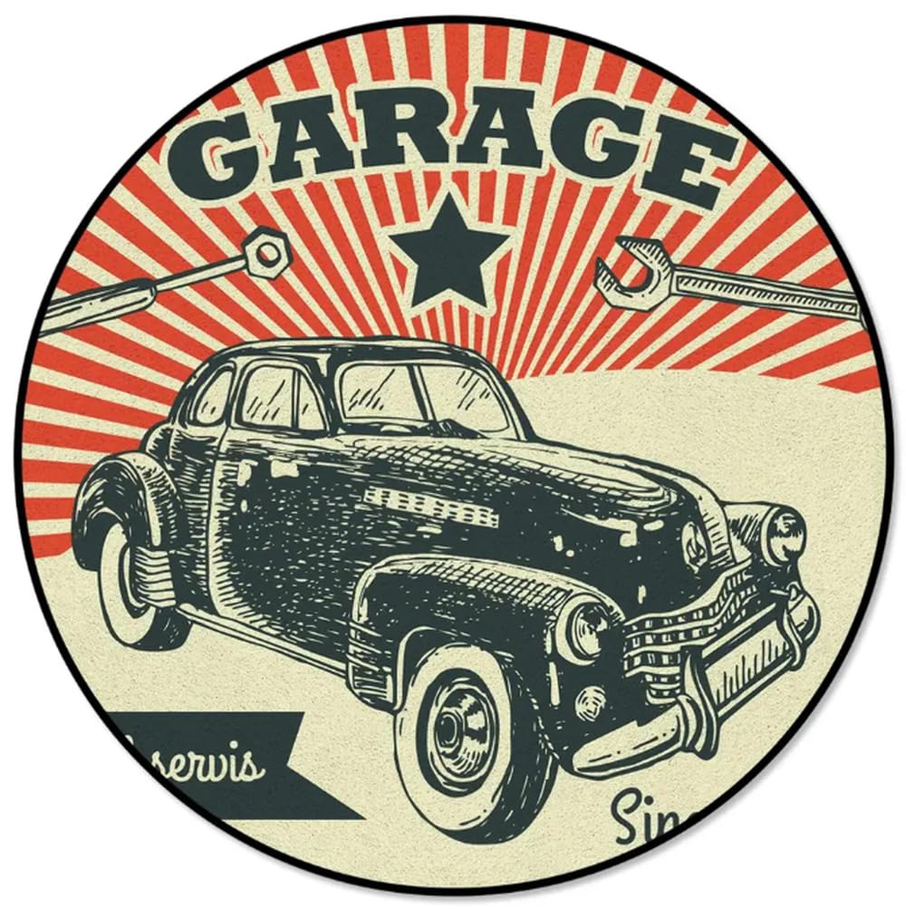 Tapis rond voiture vintage pour sublimer l'ambiance de votre coin canapé ou dressing