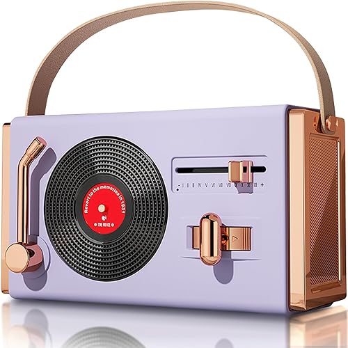2023 nuevo Pequeño altavoz Bluetooth retro portátil, lindo altavoz inalámbrico vintage para el hogar y el aire libre, 8-10 horas, estilo reproductor