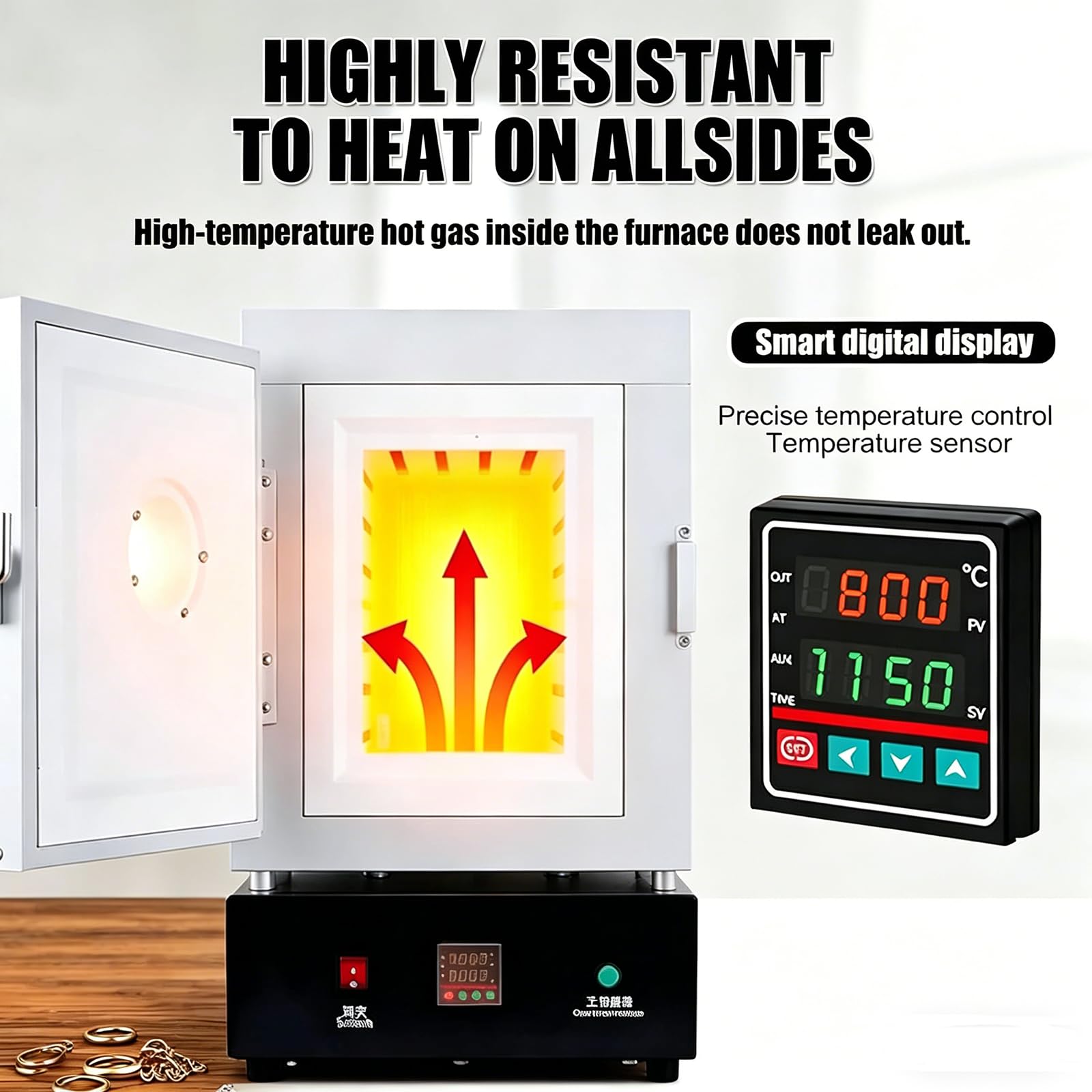 Horno Mufla Eléctrico Laboratorio Cerrado, Horno Alfarería 1750W Para Cerámica Doméstica, Horno Eléctrico Programable 1150 ℃ Con Controlador Digital Para Proyectos Bricolaje Y Cocción Yeso