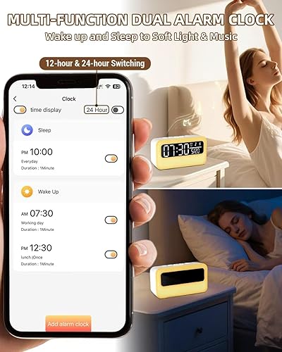 Miniatura 5 de Máquina de sonido de ruido blanco 4 en 1 con 24 sonidos relajantes, luz nocturna ajustable para niños y adultos, altavoz Bluetooth recargable de