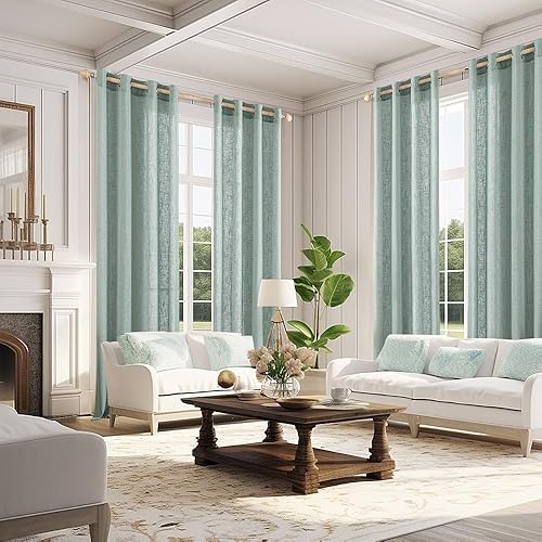 Miniatura 7 de MIULEE Cortinas de lino aguamarina de 72 pulgadas de largo para dormitorio, sala de estar, cortinas de ventana con textura de lino suave y grueso,