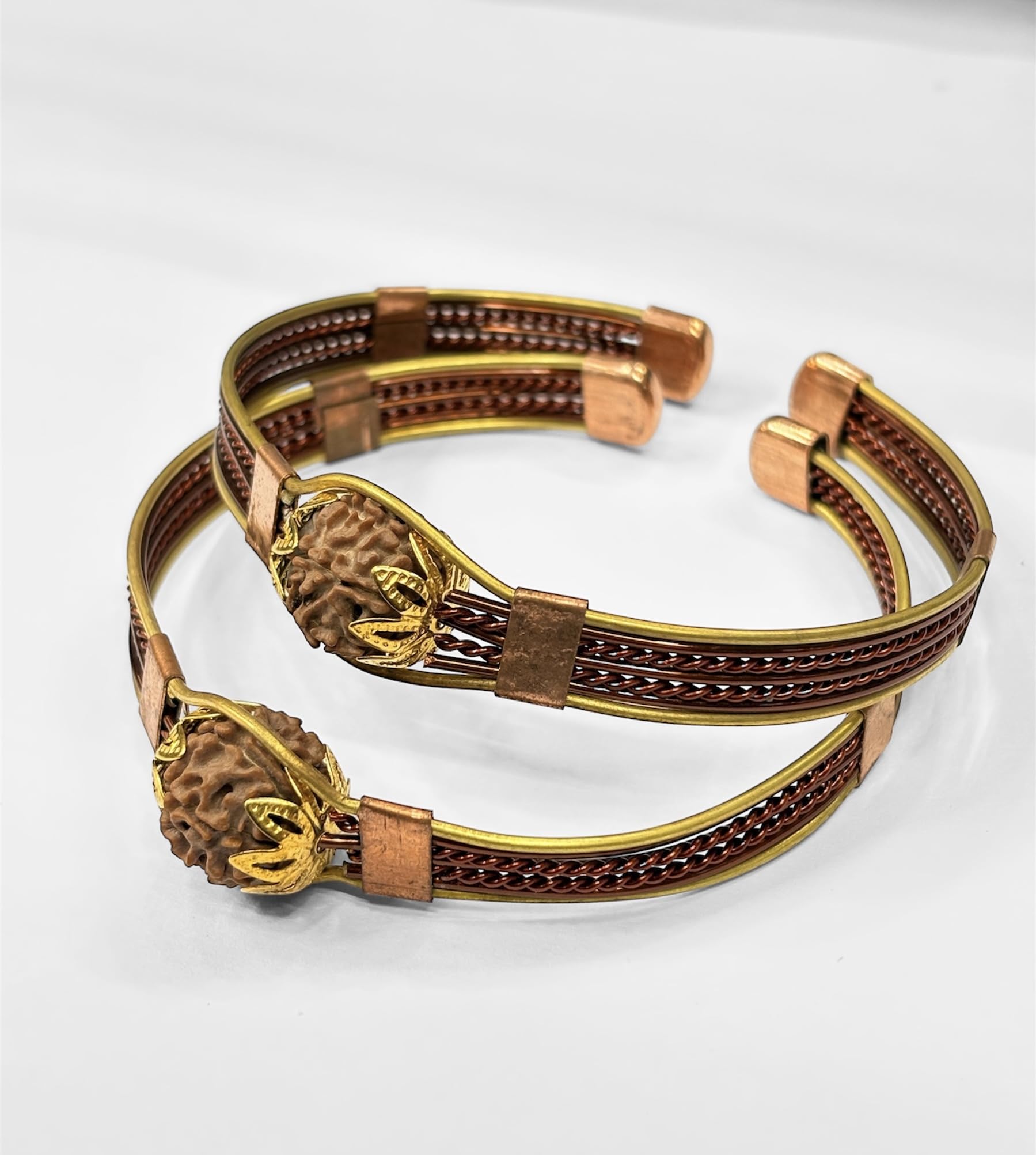 RUDRADIVINE 7 Mukhi Rudraksha Copper Wire Bracelet, Traditional Design, Spiritual, Religious Accessory for Strength, Protection, and Prosperity - Image 2 thumbnail