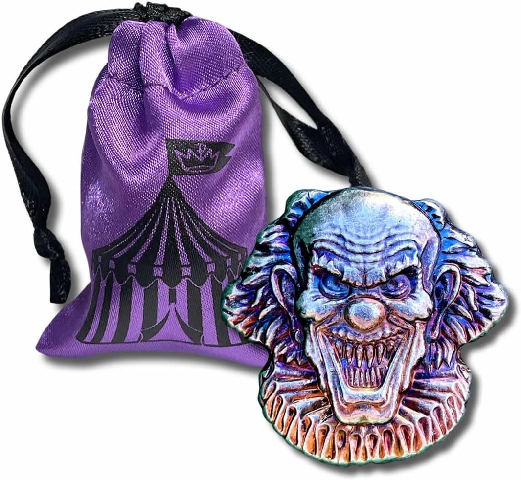 Evil Clown 3D Collectible | Rainbow Toned | Silver | Satin Gift Bag