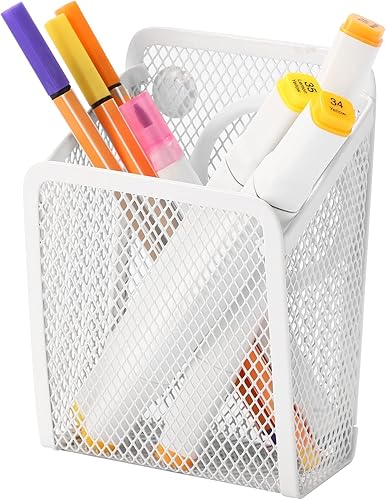 Miniatura 1 de Soporte magnético para lápices, cesta de malla de acero inoxidable para bolígrafos, organizador de almacenamiento de utensilios de escritura de