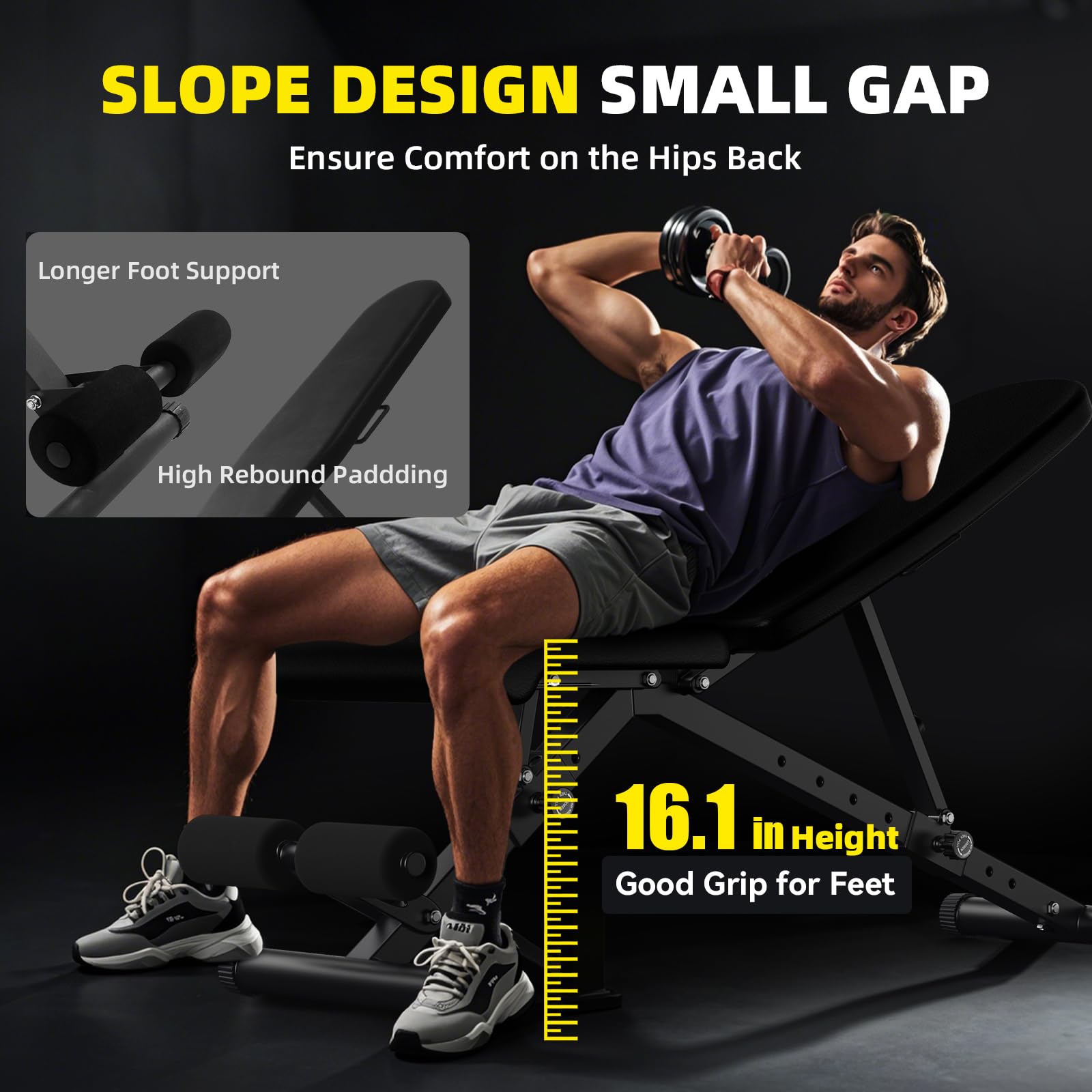 Weight Bench, 900LBS Adjustable Strength Training Bench for Full Body Workout With Fast Folding, for Home Gym