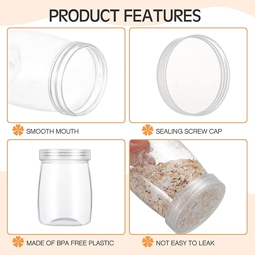 Miniatura 4 de Sabary Paquete de 60 tarros de plástico de 5 onzas con tapas, recipientes reutilizables a granel, tarros de boca ancha, pequeños frascos de especias