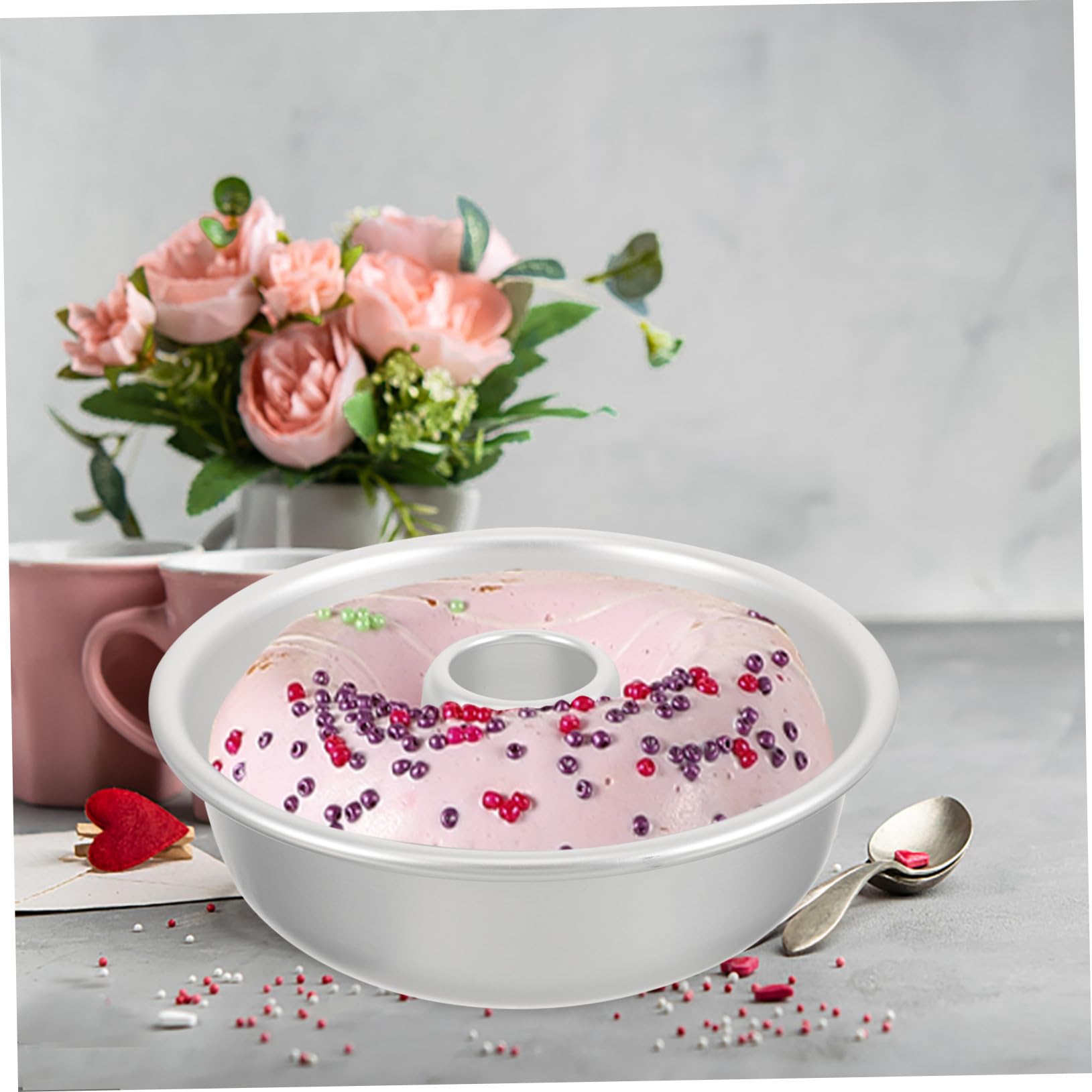 DOITOOL Moule à Gâteau Antiadhésif en Alliage D'aluminium Argenté, Résistant Four, pour Boutique de Pâtisserie Professionnelle