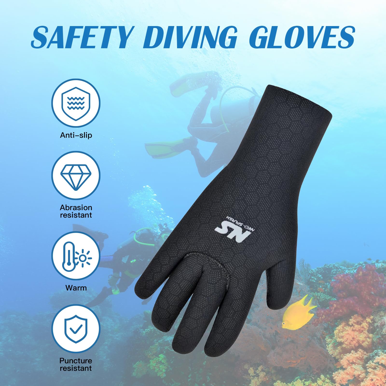 Guanti da immersione in neoprene, 3 mm, guanti da nuoto flessibili, con particelle antiscivolo per adulti