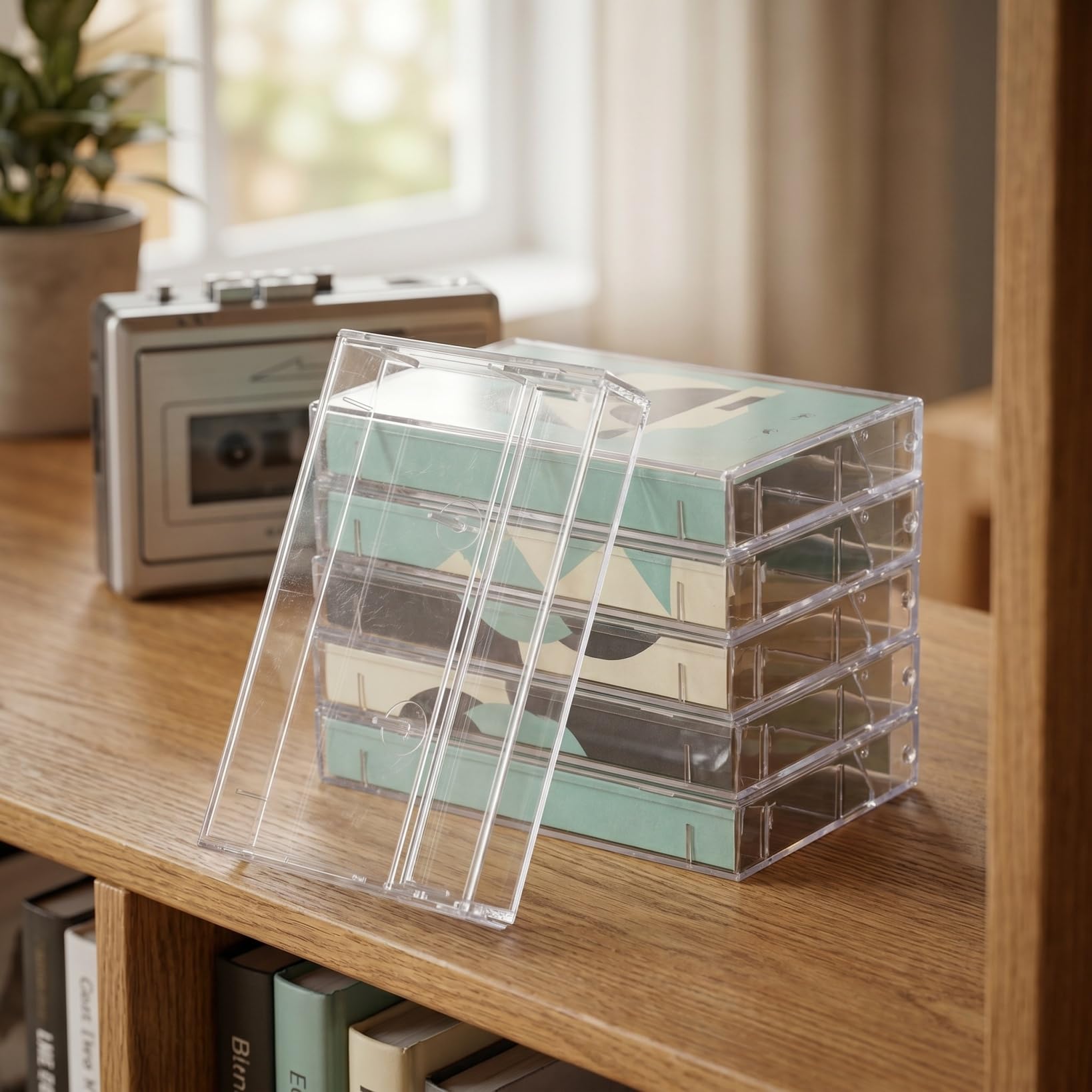 TOYANDONA Set di 6 custodie trasparenti per cassette, in plastica, ad alta trasparenza, per cassette standard
