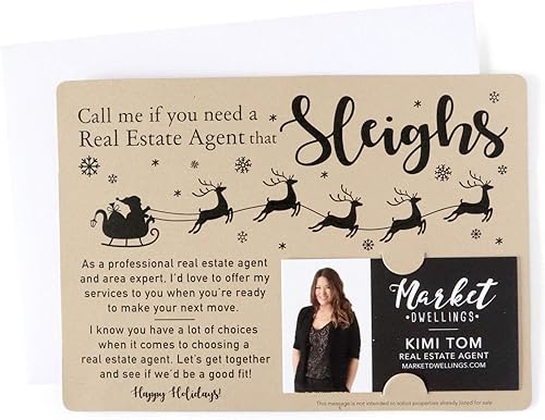 Miniatura 2 de Set of "Call Me If You Need a Real Estate Agent That Sleighs" Mailer Envelopes Included M4-M003