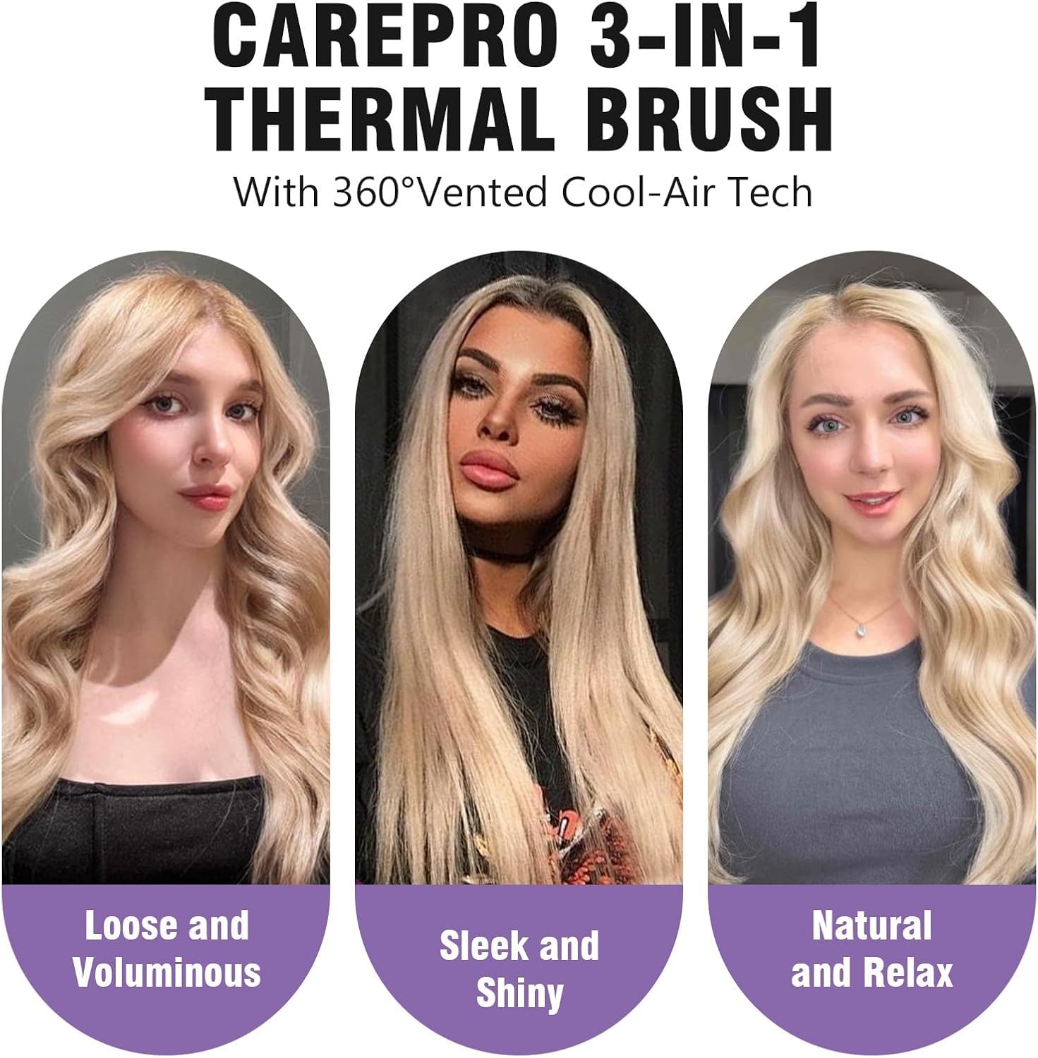 Thermal Brush for Less Damage, Zavarea 1.5 Inch Heated Round Brush for Blowout Look, Heated Styler with Built-in Cooling Air Circulation & Negative Ions & Ceramic, Easy to Use, Dual Voltage, Black