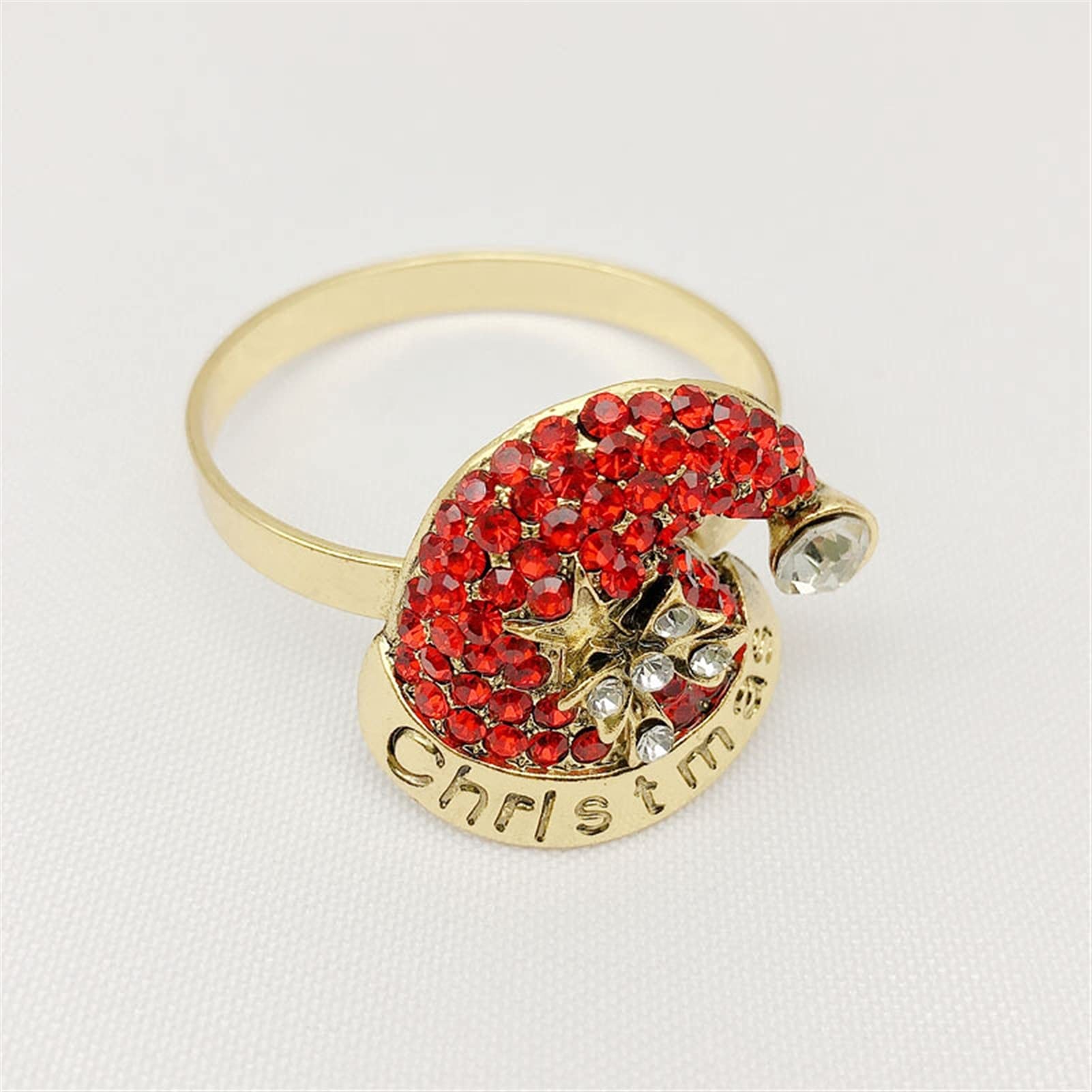 servilletero 6pcs Diamond-Studded Santa Hat Sapkin Hebilla Anillo de servilleta