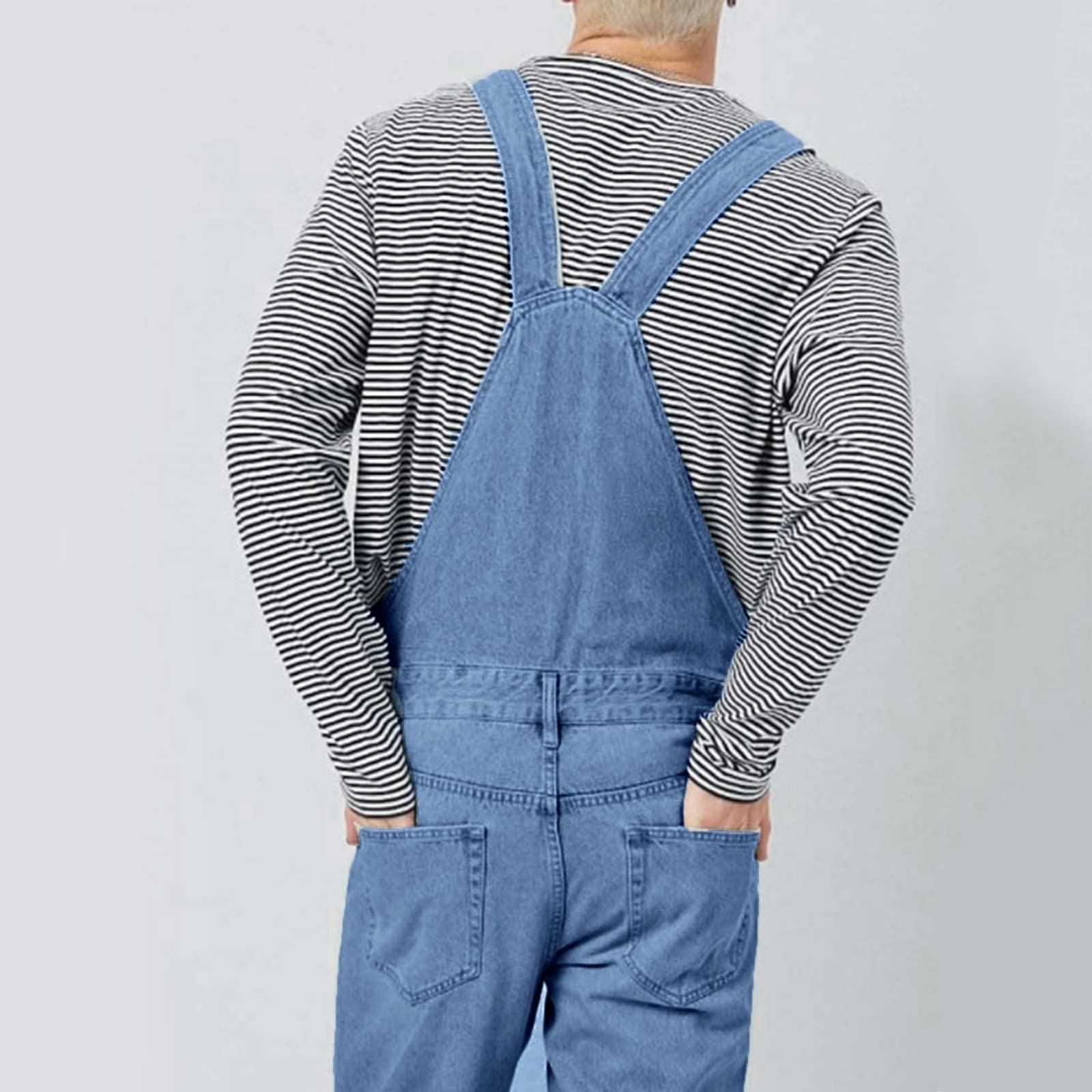 Pantaloni in Denim Lunghezza Pantaloni Casual Tute per gli Uomini Solidi Pantaloni Pieni Tasca Pantaloni Pantaloni per Pantaloni Tuta Uomo Fondo Aperto, Azzurro, 3XL