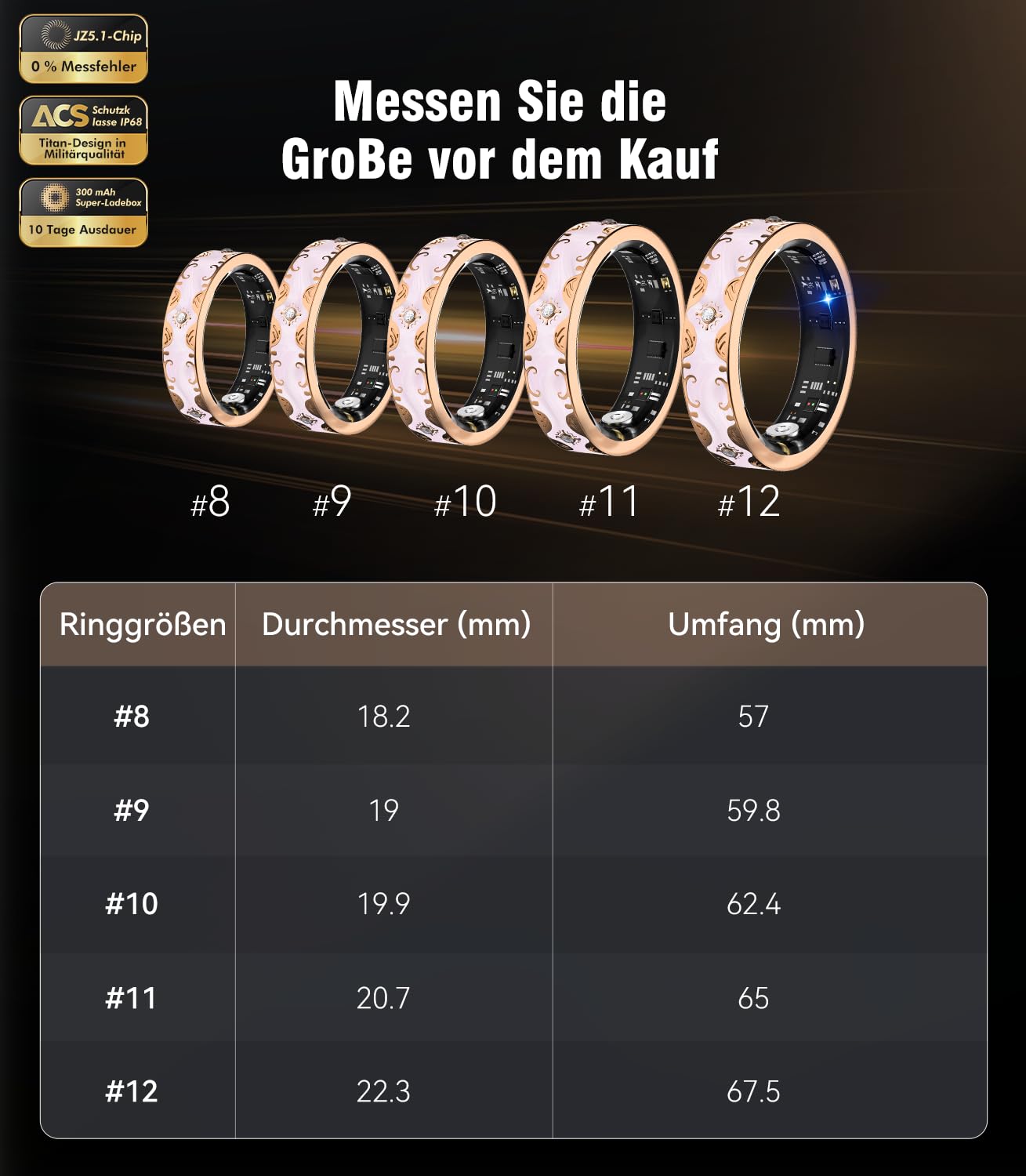 2026 TOP 1 9.0 Smart Ring e custodia di ricarica. 【Industry First – 0 errore di misurazione】【IP68 impermeabile】 Anello intelligente da uomo e da donna per monitoraggio del sonno, dispositivo