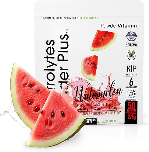 Miniatura 18 de Polvo de Electrolitos Plus (50 porciones), 0 calorías Keto, 0 azúcar, sin maltodextrina, 1000 mg de potasio, 120 mg de calcio, 120 mg de magnesio