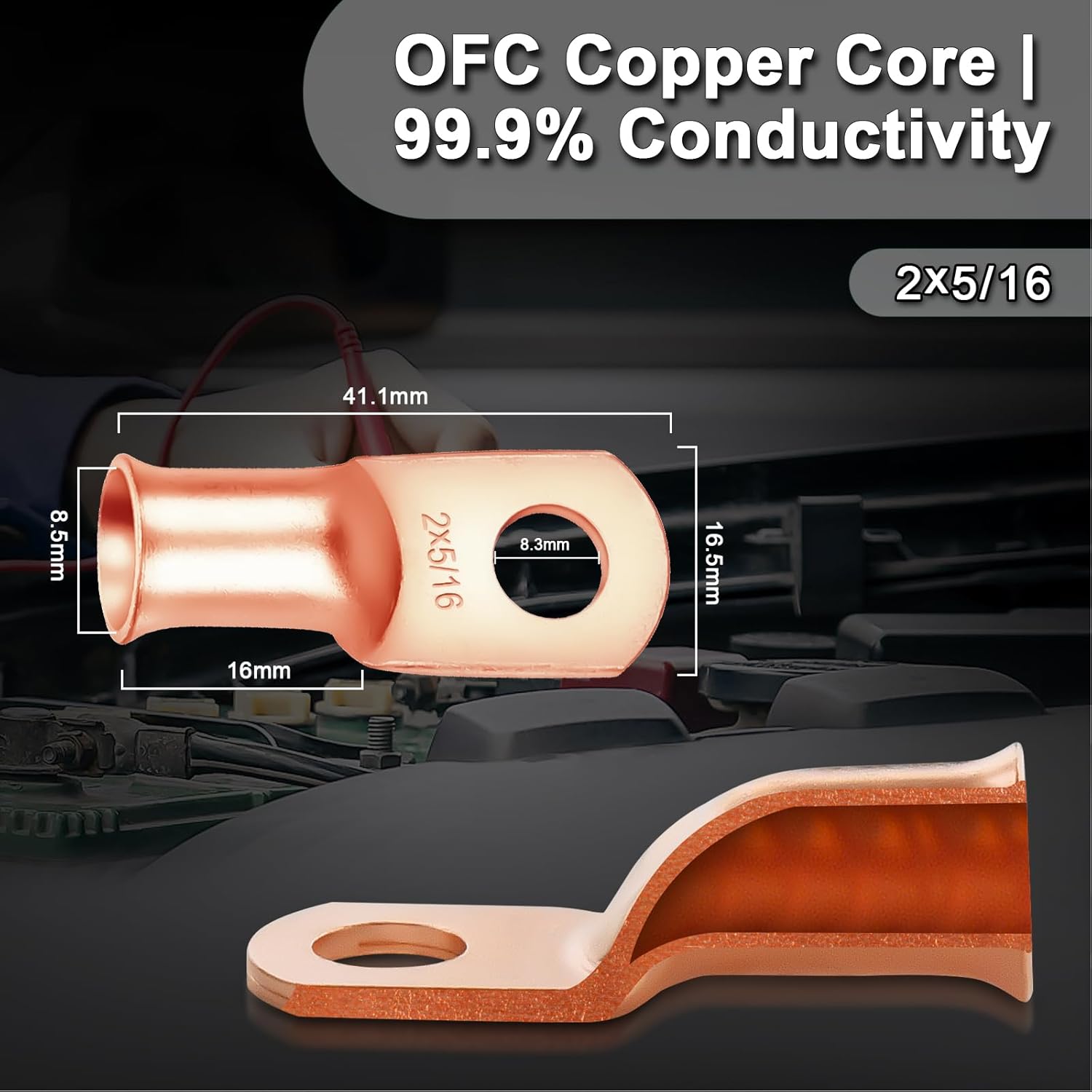 2 AWG Welding Cable Kit with Ring Terminals & Heat Shrink Tubing - 40ft Total (20ft Red +20ft Black) OFC Copper +10x 5/16" Terminals +5 Red/5 Black Tubing - American Standard