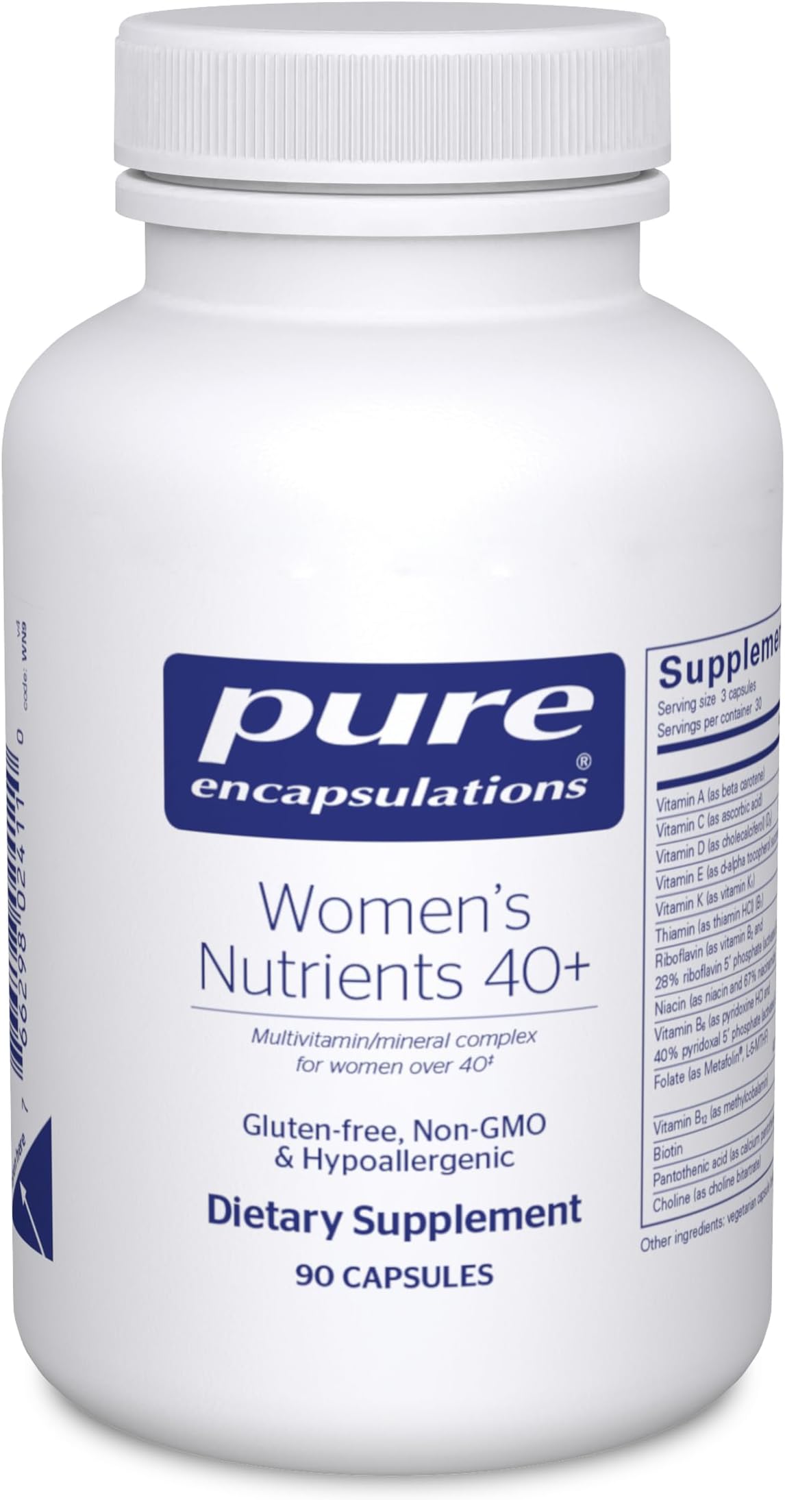 Women's Nutrients 40+ - Multivitamin for Women Over 40 to Support Urinary Tract Health, Breast Cell Health & Eye Integrity* Vitamin C & E - Gluten-Free & Non-GMO - 90 Capsules
