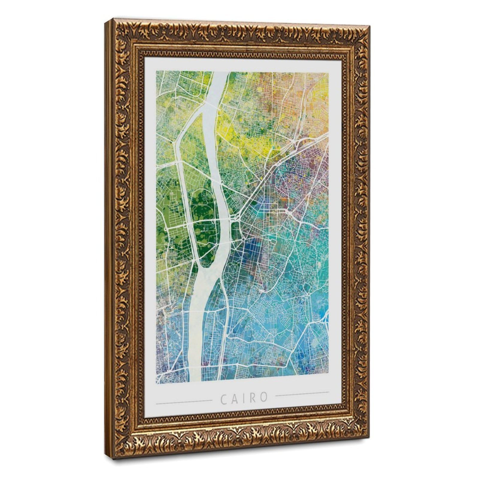 Bareronor City Street Map of Cairo Canvas Poster Bedroom Decor Landscape Office Room Decor Gift 24" L X 36" W
