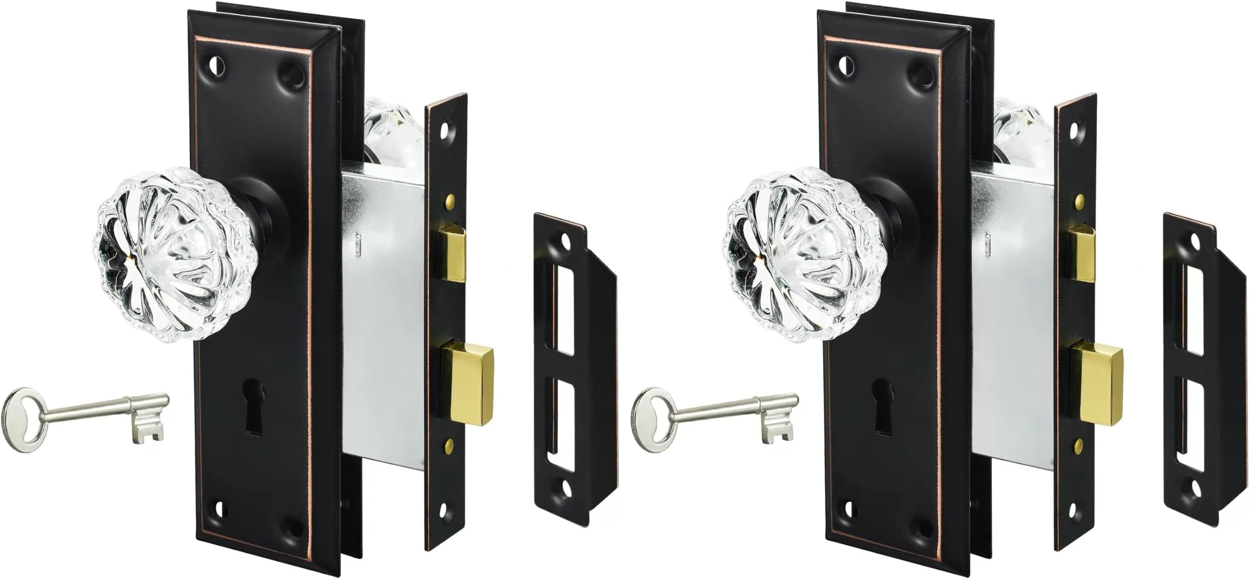 Crystal Glass Door Knobs - Mortise Lock Set -11