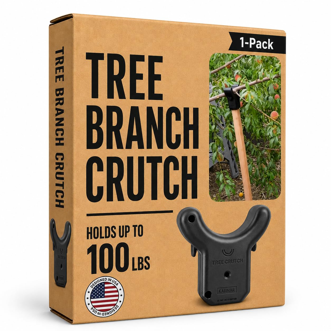 Kalinar Tree Crutch - DIY Tree Support Device - Save Fruit Tree Branches from Breaking Under Heavy Fruit, fits on Standard 2x2 Lumber, T-bar, Bamboo Garden Stakes, Broom Pole, and More (1-Pack)
