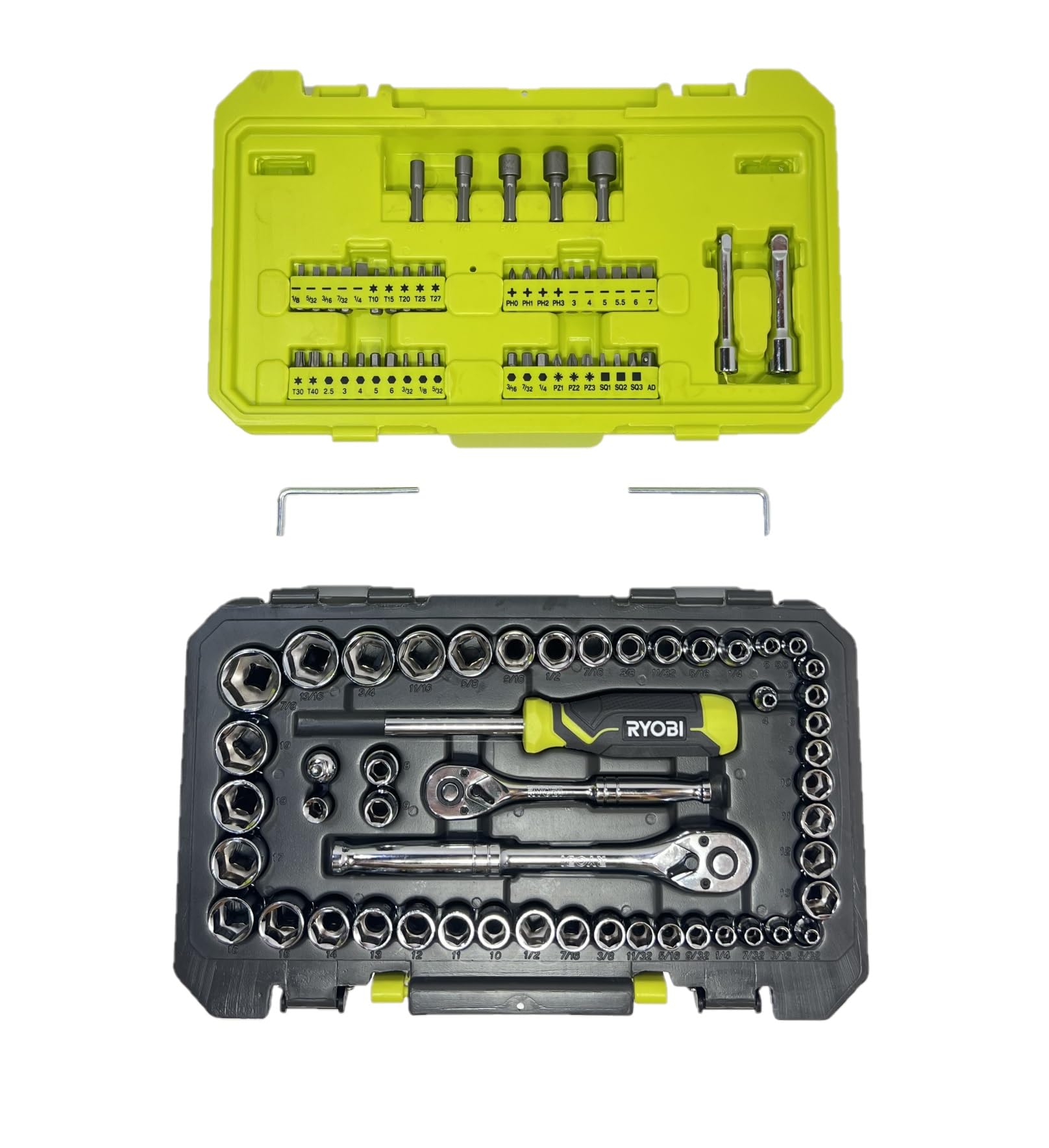 RYOBI Set di attrezzi meccanici da 97 pezzi da 1/4" e 3/8" - 6 punti
