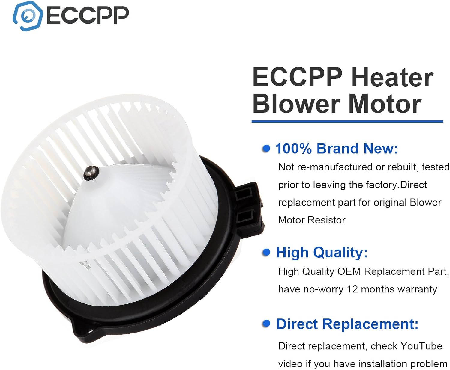 ECCPP AC Blower Motor Fit for 1989-1995 Toyota Pickup/1996-2000 RAV4/1991-1999 MR2 Paseo T100 Tercel/1990-1997,1999,2000 Mazda Miata/1992-2000 Montero/1992-1996 Eagle Summit/1992-1995 M-itsubishi Expo