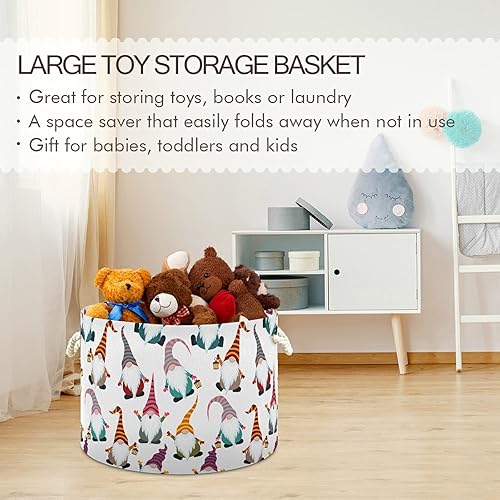 Miniatura 5 de Cesta de almacenamiento grande de Navidad, gnomos de Navidad, sin costuras, para juguetes, ropa, caja de almacenamiento para lavandería, bolsa