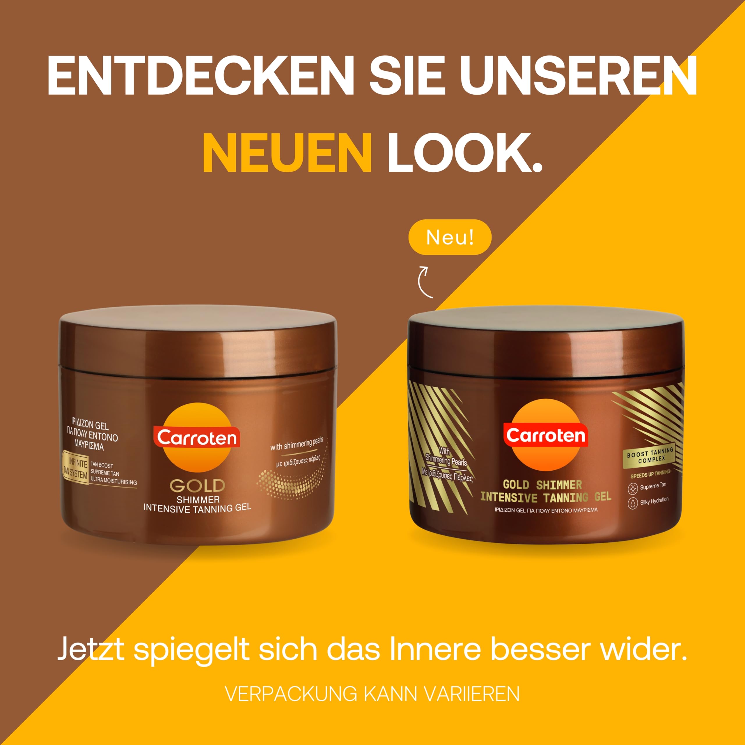 Carroten Gold Tanning Gel 150 ml - Bräunungsbeschleuniger mit schimmernden Perlen - Carotten Bräunungsgel für maximal schnelle Bräunung