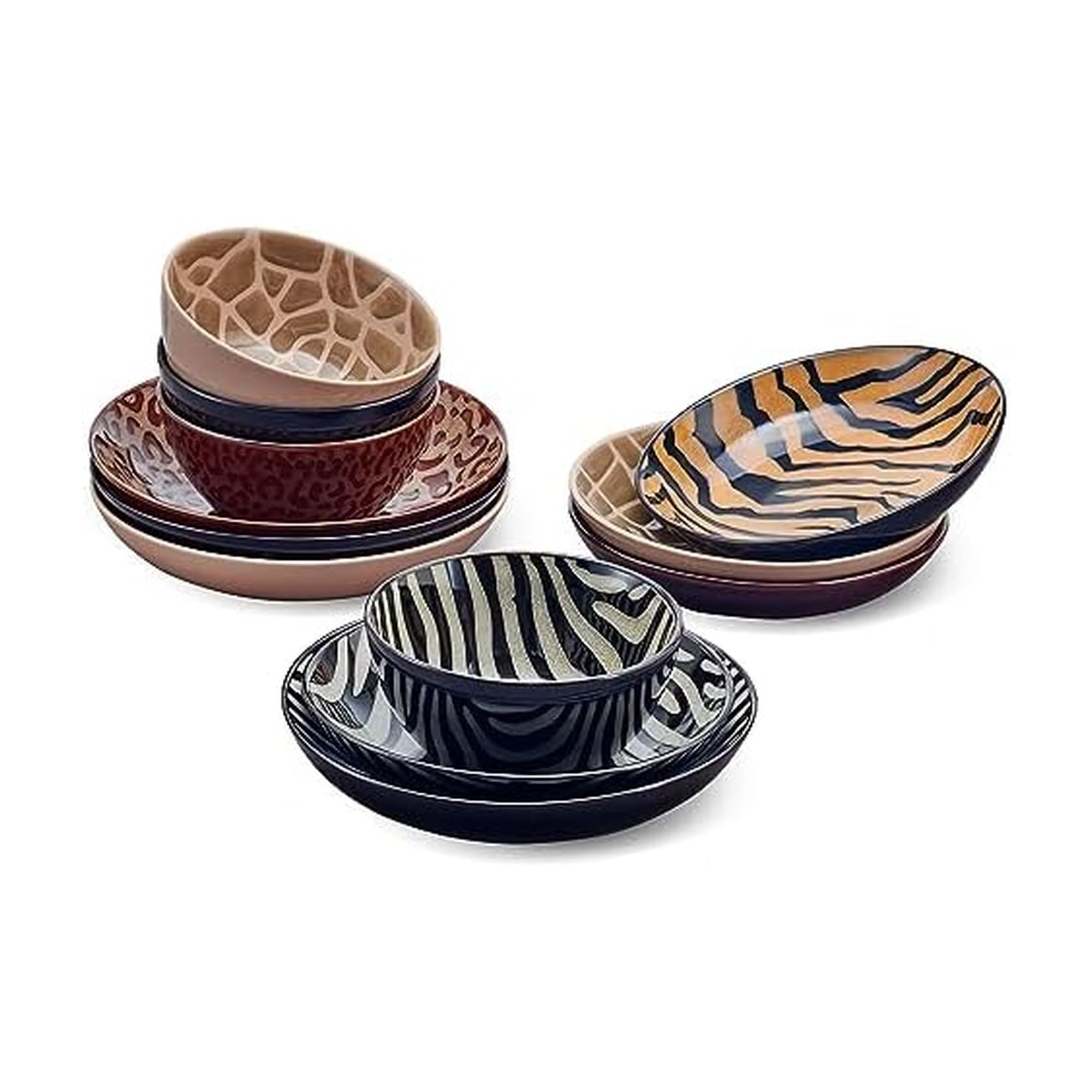 Amazon.com | Mikasa Amari Animal Print Safari 12 Piece Dinnerware