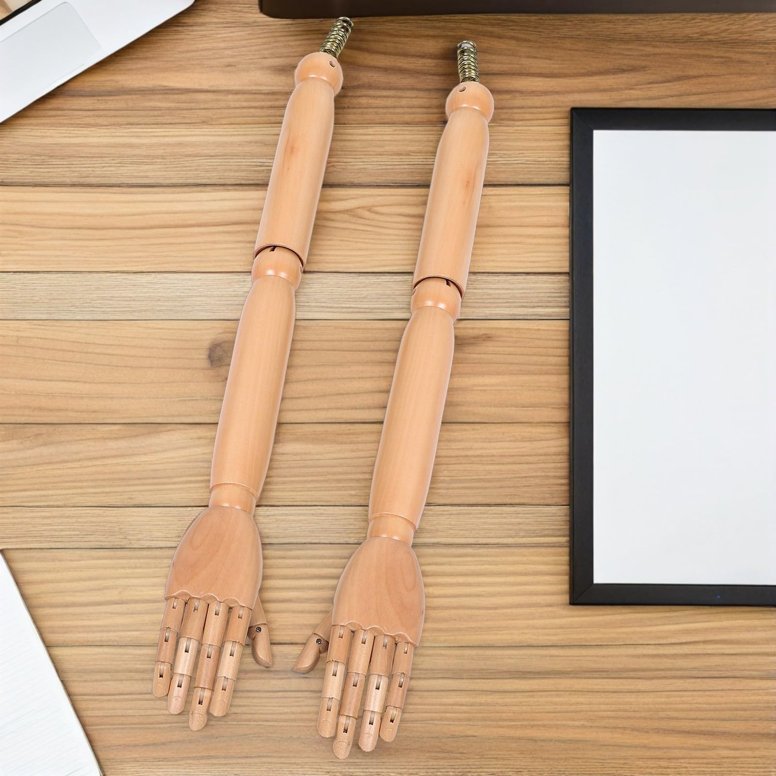SOLUSTRE Paire de Bras de Mannequin en Bois Articulés avec Joints Flexibles, Surface Lisse, Accessoires pour Poupée ou Mannequin, pour Création Artistique et Modélisme