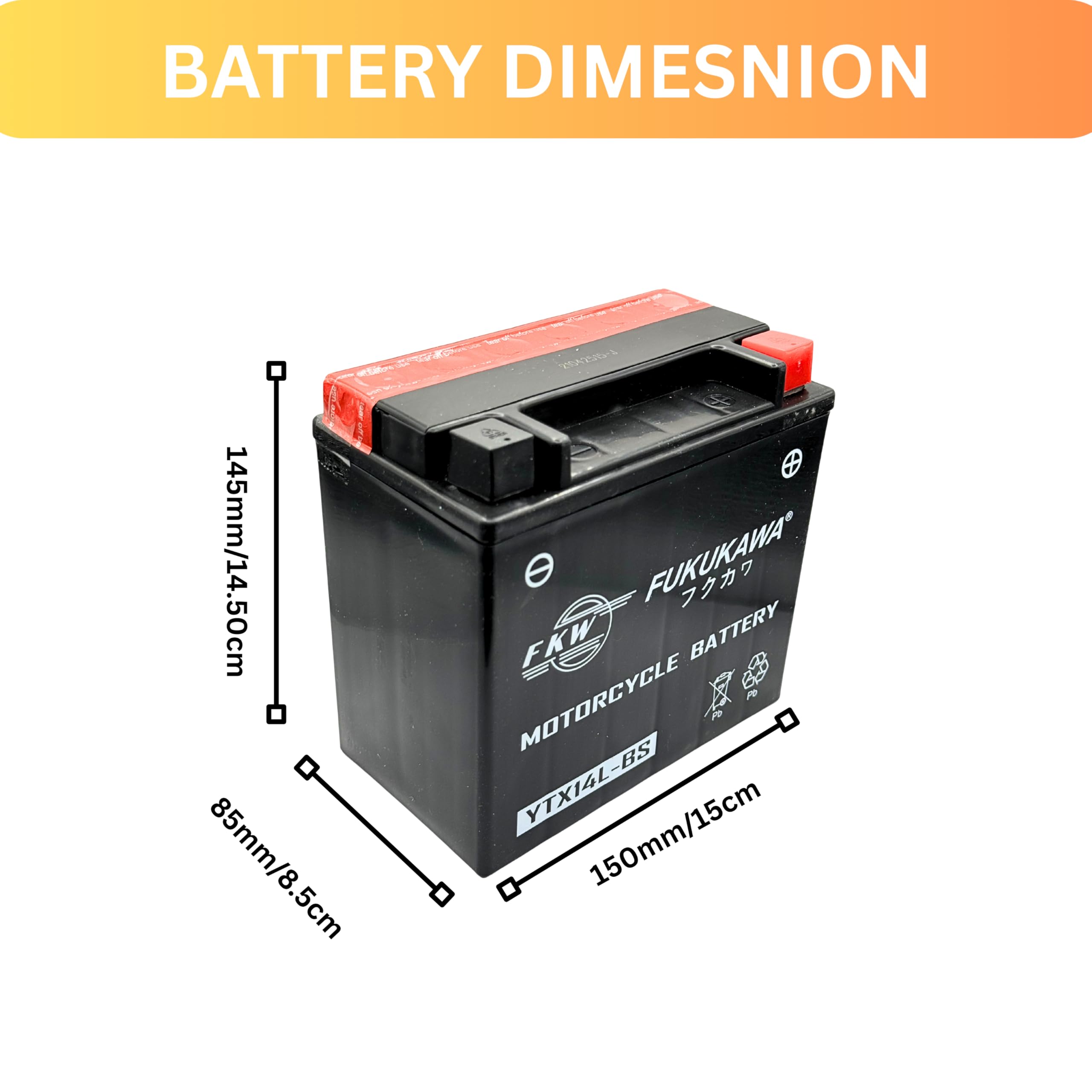 FUKUKAWA YTX14L-BS Motorcycle Battery 12V 14Ah – Conventional Lead