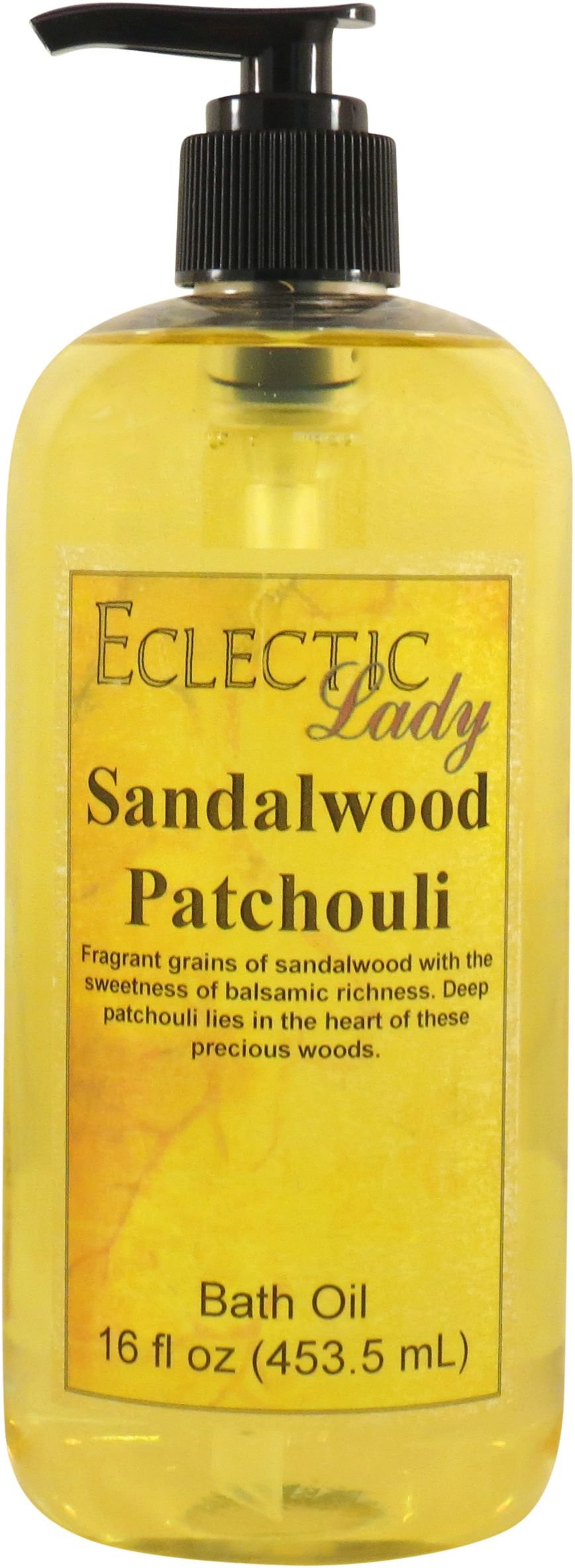 Sandalwood Patchouli Bath Oil - Scented Body Oil - Relaxing & Moisturizing Bathing Oil - Fragrance Body Oil For Dry & Rough Sensitive Skin - 16 oz