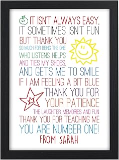 Thank You Teacher Gift, Personalised Poem Gift for Teachers, Best Teacher Gift - Thank You Gifts for Teachers, Teaching Assistants, TA, Nursery Teachers - ANY NAMES - A5, A4 Prints and Frames