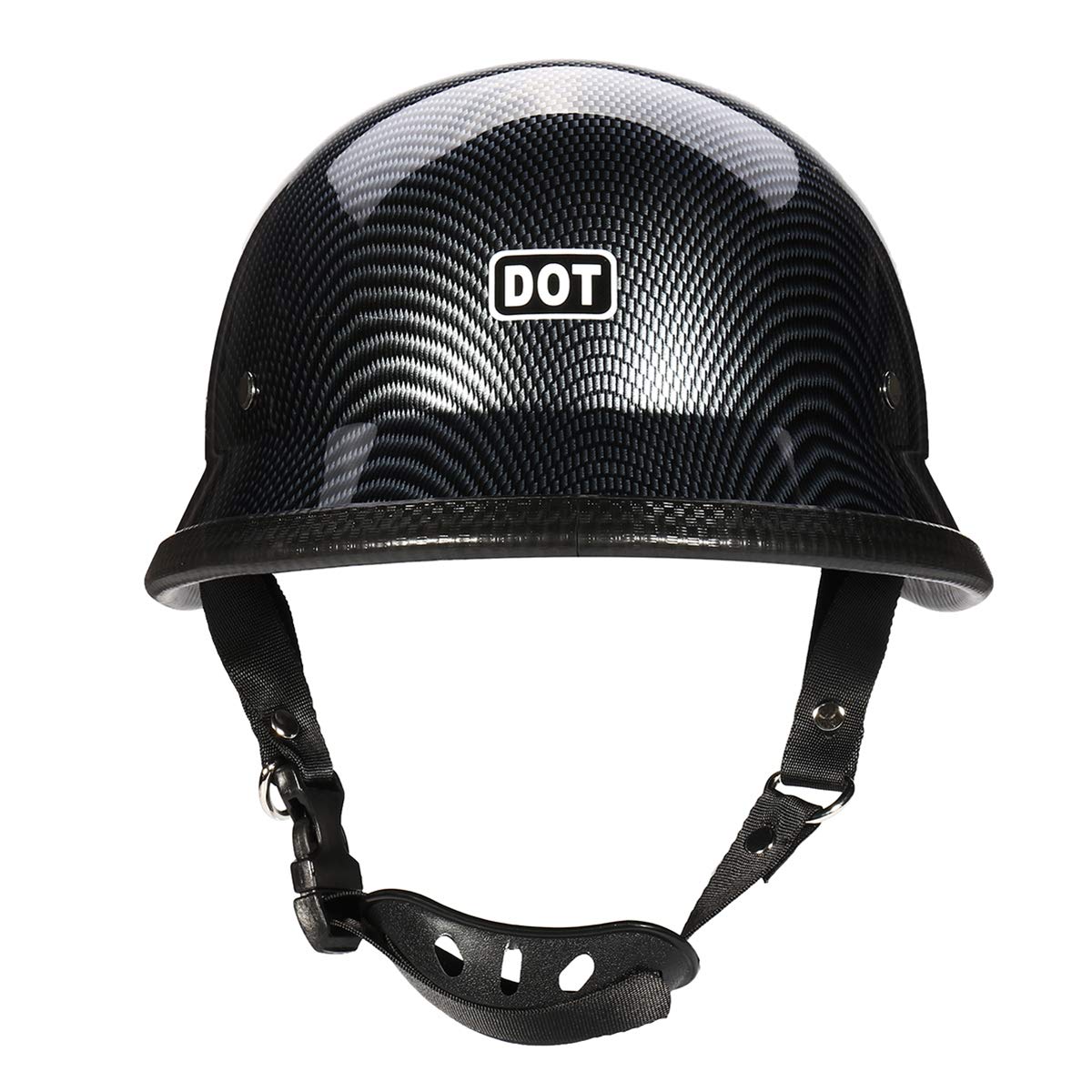 WooyaDot German Motorcycle Carbon Fiber Half Face Helmet Chopper Cruiser Biker M/L/xl-M