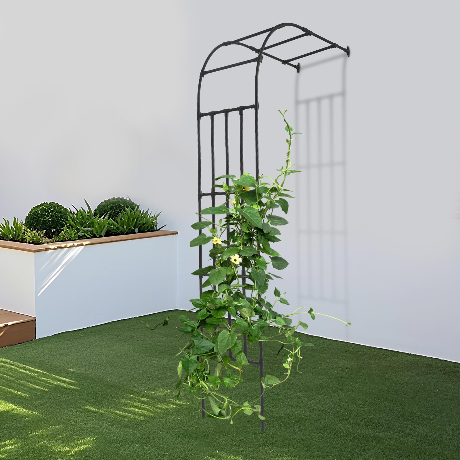 Rosenbogen halbrund, Verzinkte Rosen-Halbbogen, Metall Gartenbogen Kletterpflanzen Rankhilfe für Rosen und andere Kletterpflanzen (Schwarz, 120 * 50 * 260cm)