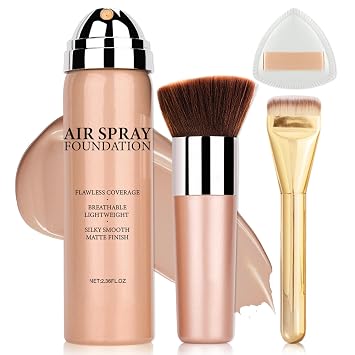 AIUEO Airbrush Makeup Foundation Spray, Lightweight Silky Mist Spray Full Coverage Foundation Makeup for Smooth Radiant Skin-07 Medium