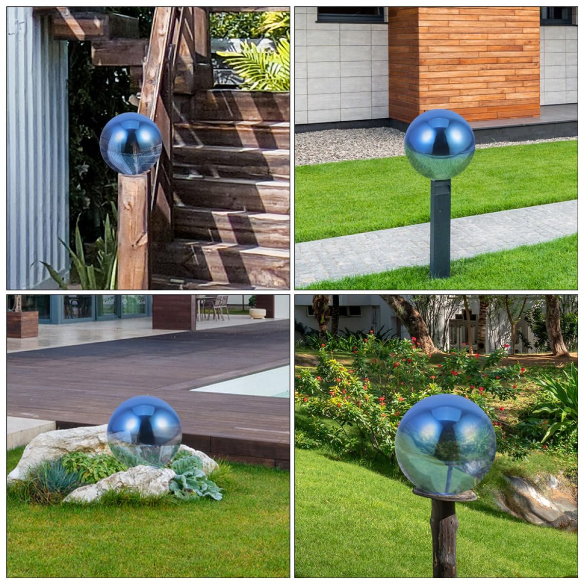 Toddmomy Palla Riflettente da Giardino in Acciaio Inox, Sfera Lucida Blu | Globo Specchiato Levigato, Decorazione per Giardino e Fotografia, Effetto Brillante