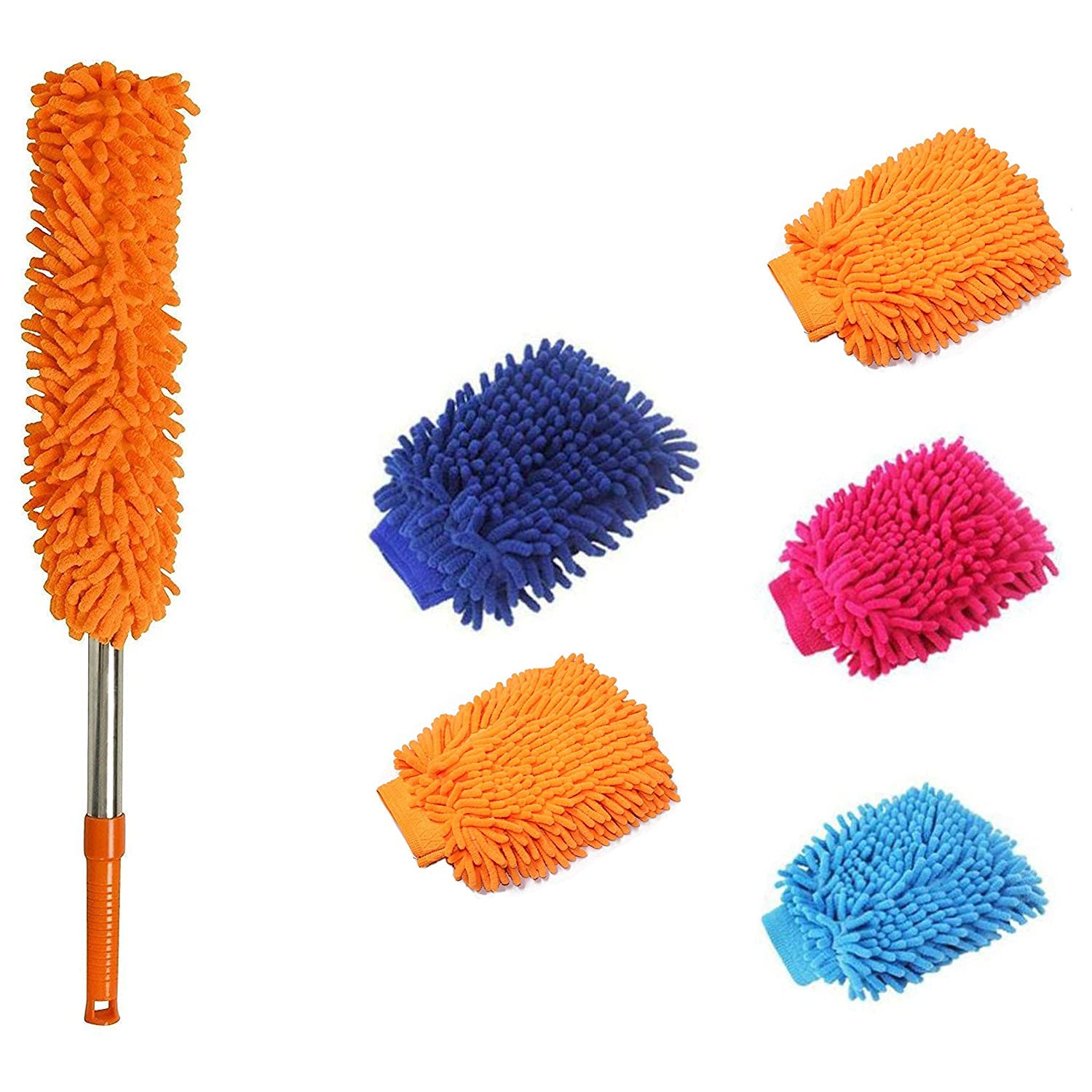 Goldennest Free Size Microfiber Cleaning Duster with Extendable Telescopic Wall Hanging Handle Microfiber Double Sided Dusting with Set of 5 Multicolor Cleaning Glove for Home/Office Use Cleaning Tool (B09SCX15S3) Amazon Price History, Amazon Price Tracker