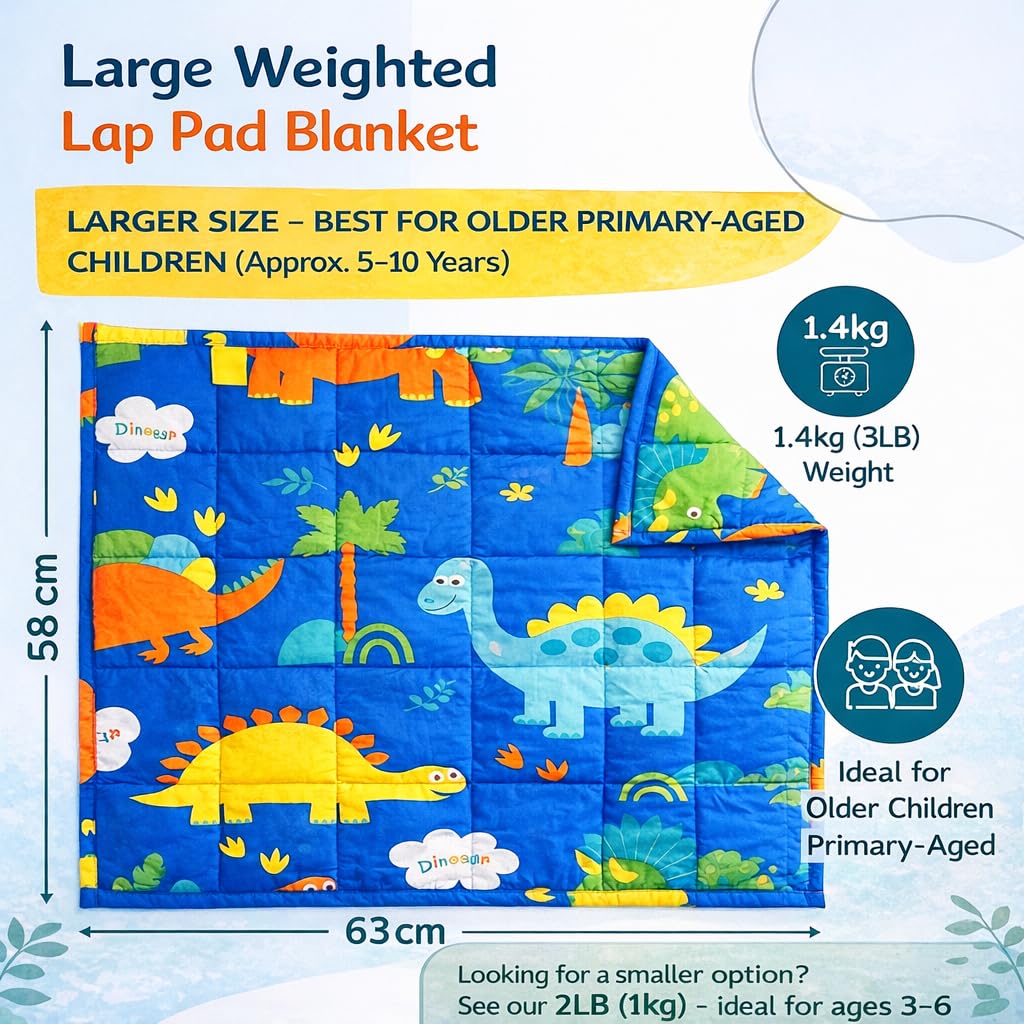 Sentire-Sensory UK, Weighted Lap Pad 3LB (1.4kg), 58 x 63cm LARGER Size for Older Primary Children (Ages 5-10) - Image 2