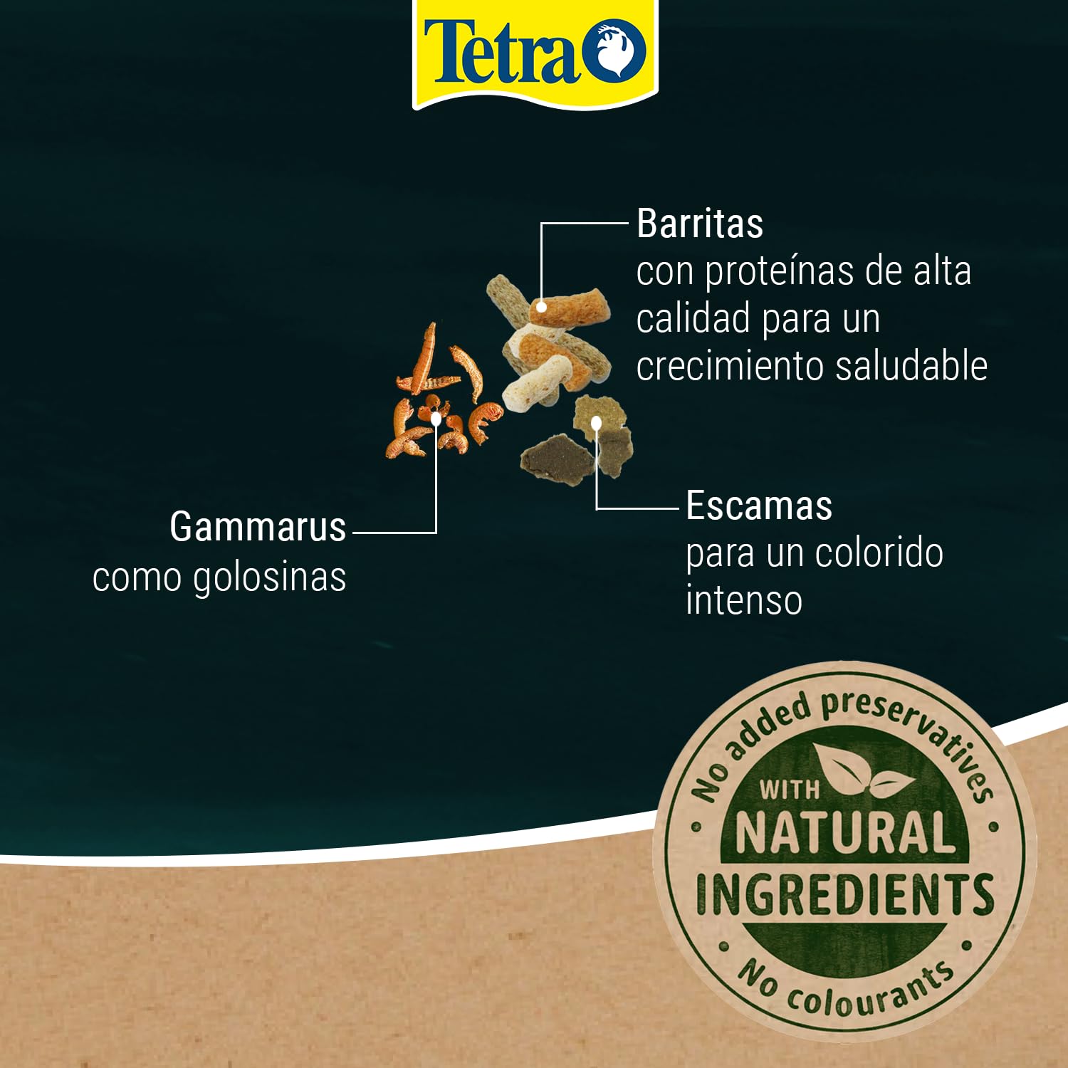 Tetra Pond Goldfish, Alimento para carpines dorados y peces de agua fría, mezcla 3en1 con escamas, sticks y gammarus, bolsa de 4 L
