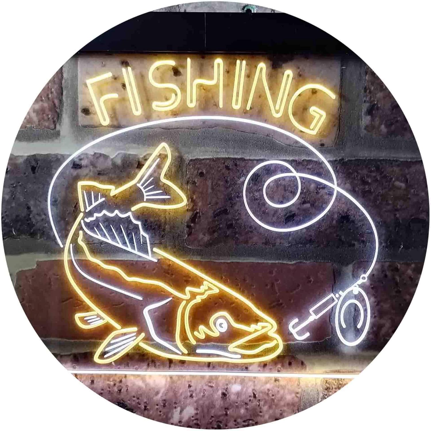 ADVPRO Fishing Camp Cabin Game Room Dual Color LED Neon Sign White & Yellow 12 x 8 Inches st6s32-i3719-wy